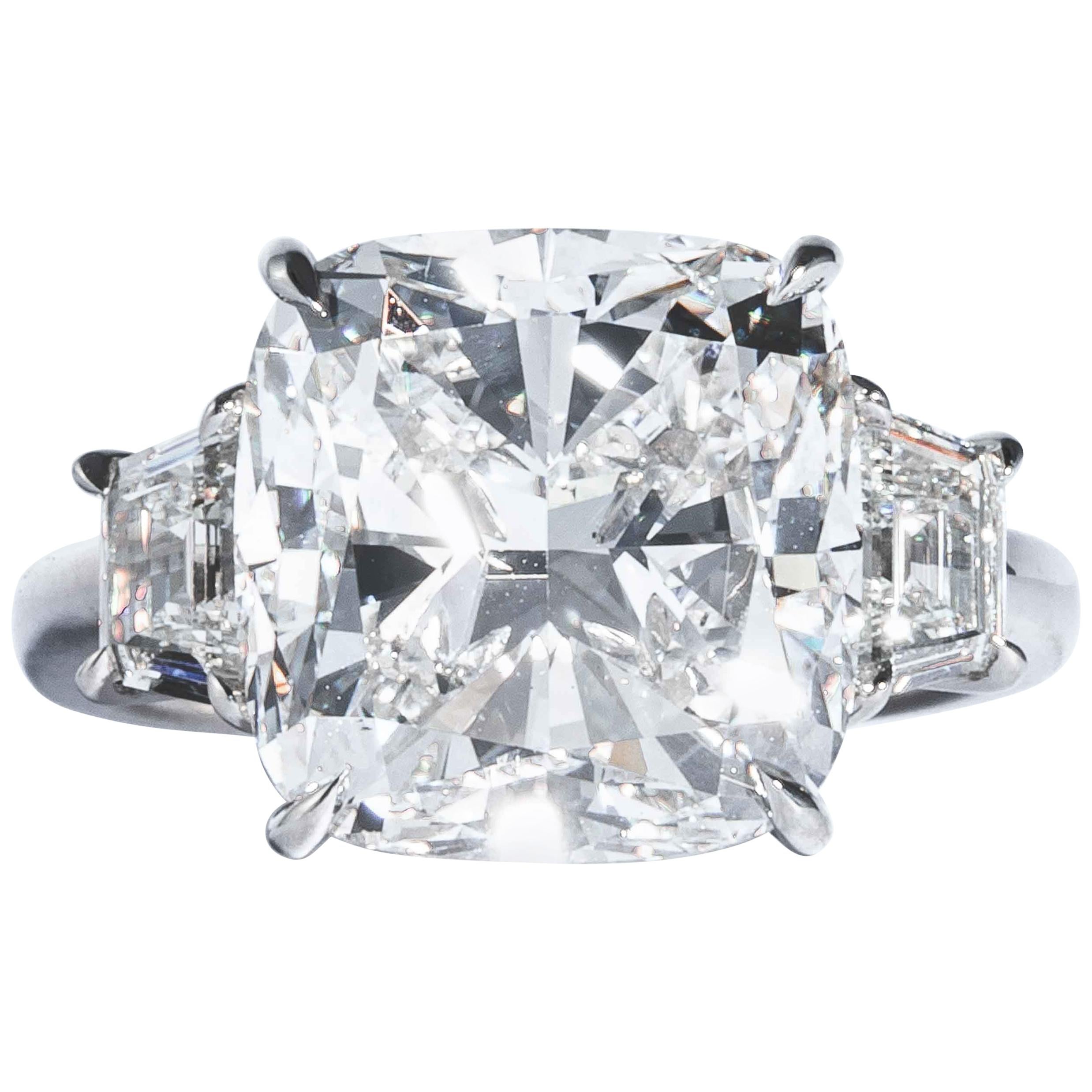 Bague Shreve, Crump & Low avec diamant taille coussin certifié GIA de 10.01 carat G SI1