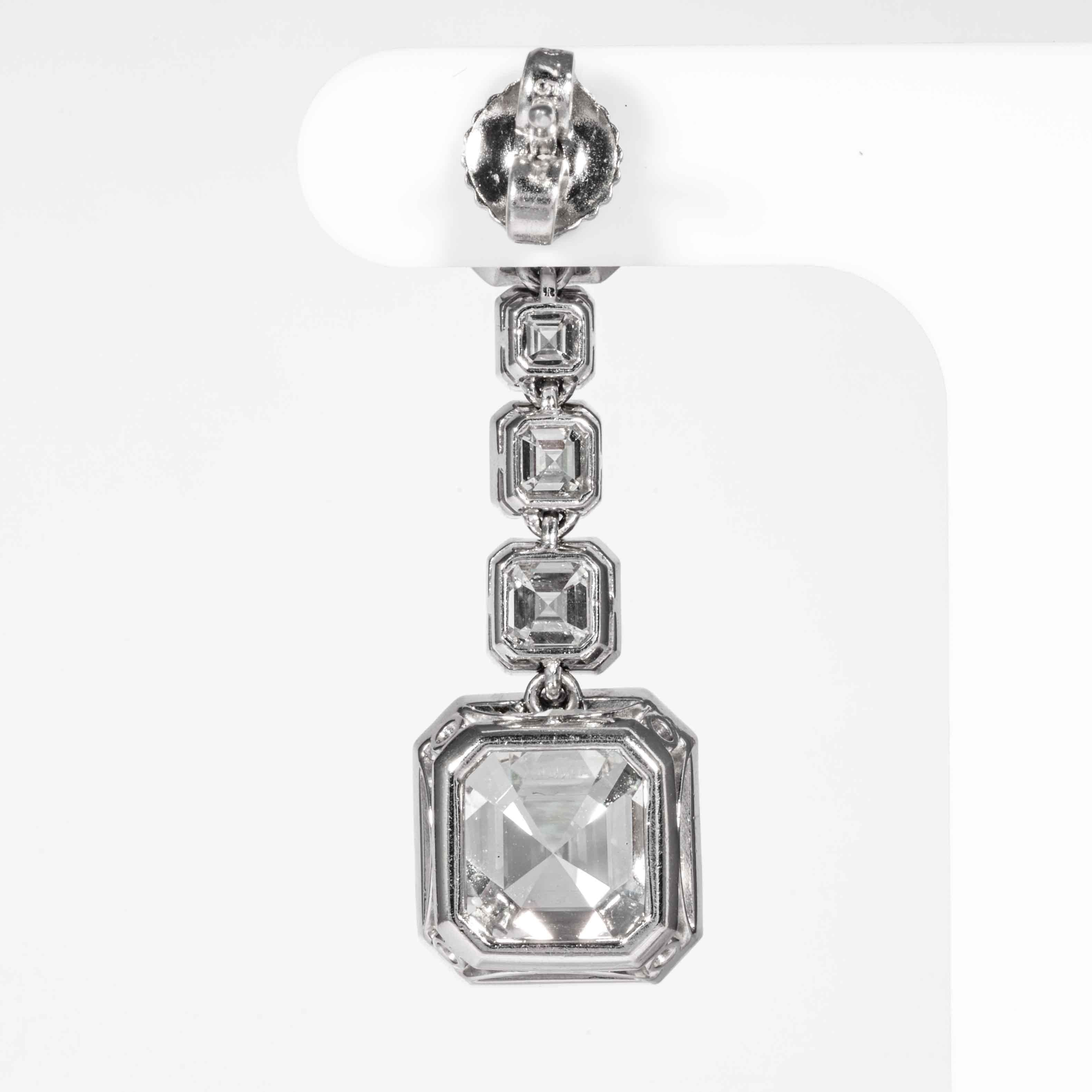 Shreve, Crump & Low GIA Certified 10.07 Carat Asscher Cut Diamond Drop Earrings In New Condition In Boston, MA