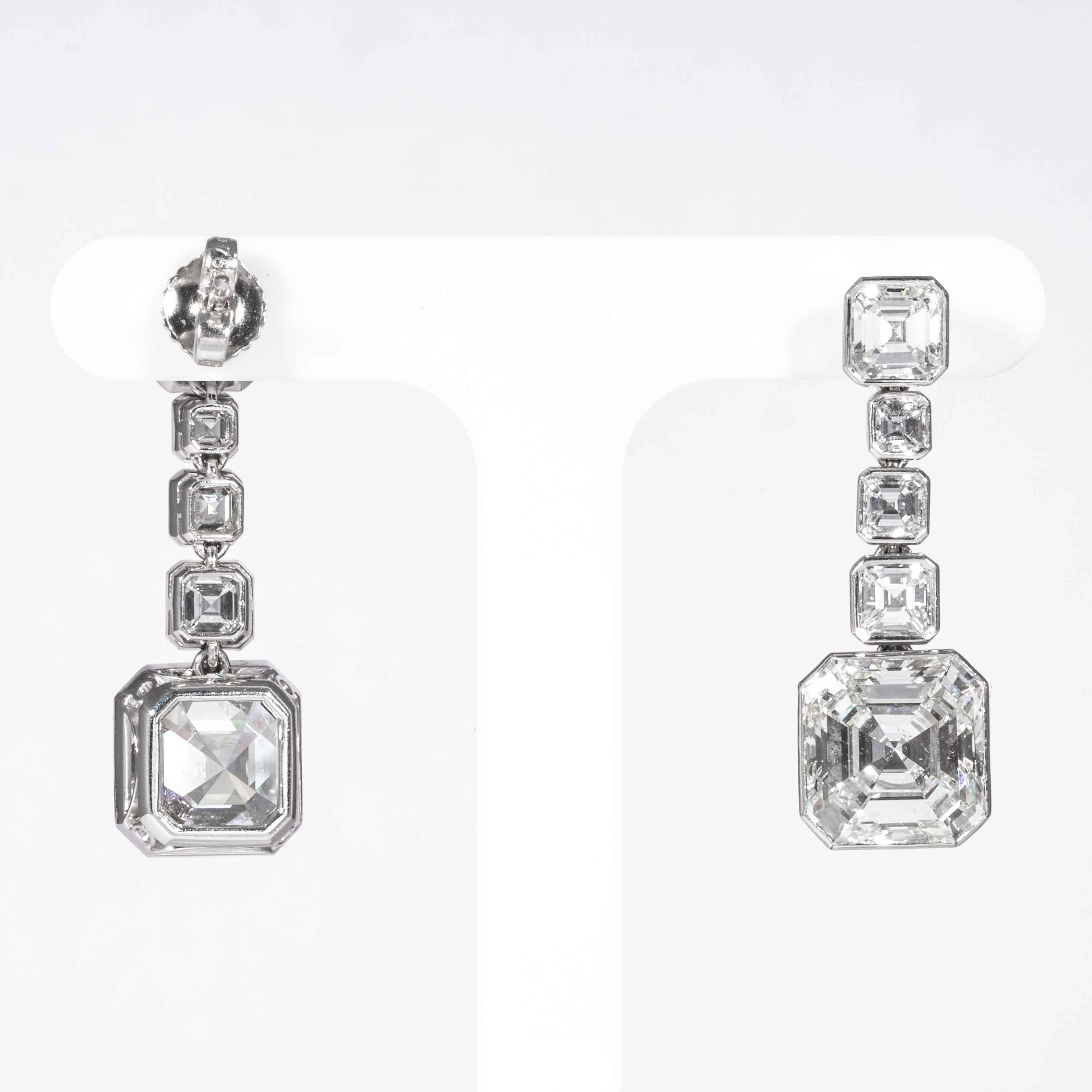 Women's Shreve, Crump & Low GIA Certified 10.07 Carat Asscher Cut Diamond Drop Earrings