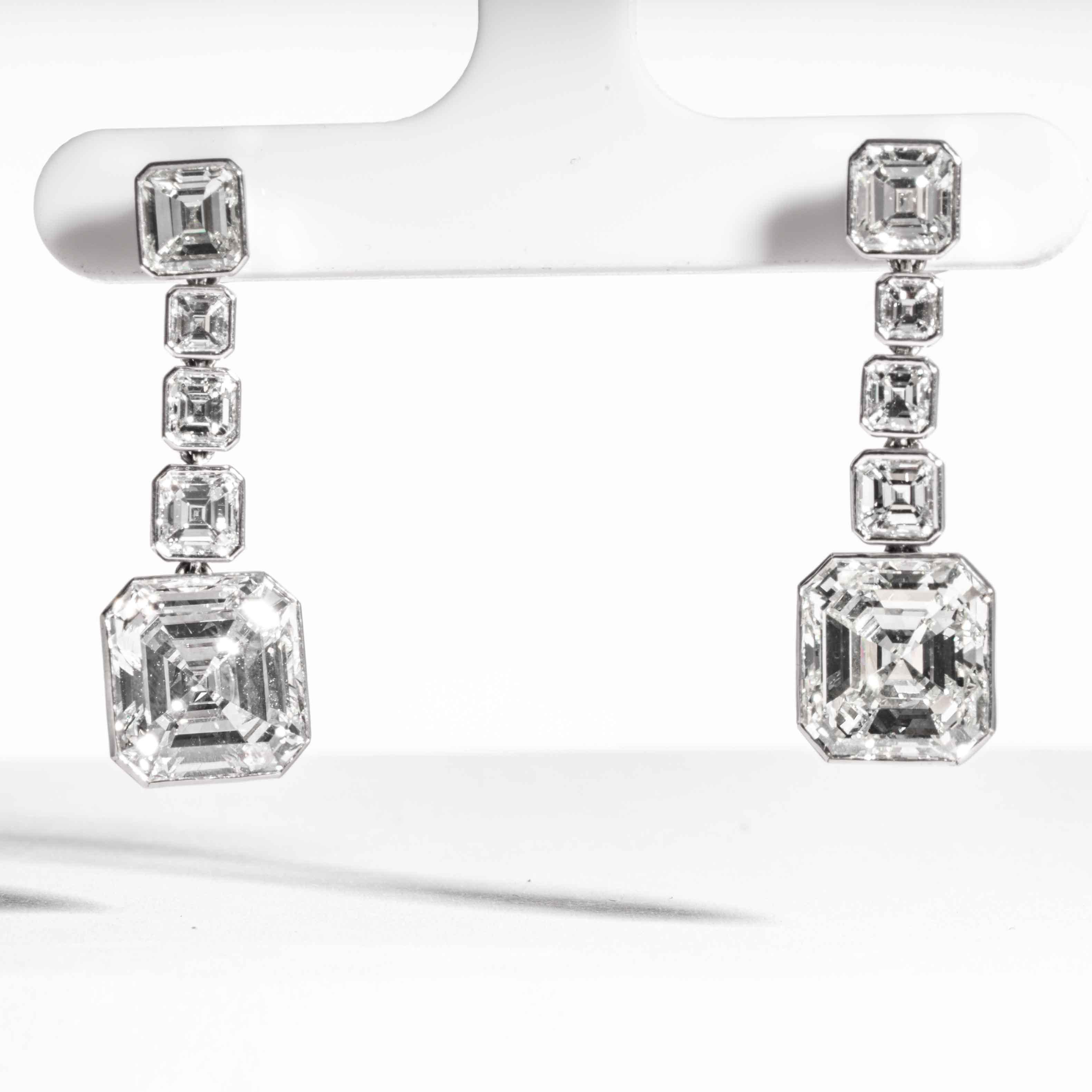 Shreve, Crump & Low GIA Certified 10.07 Carat Asscher Cut Diamond Drop Earrings 1