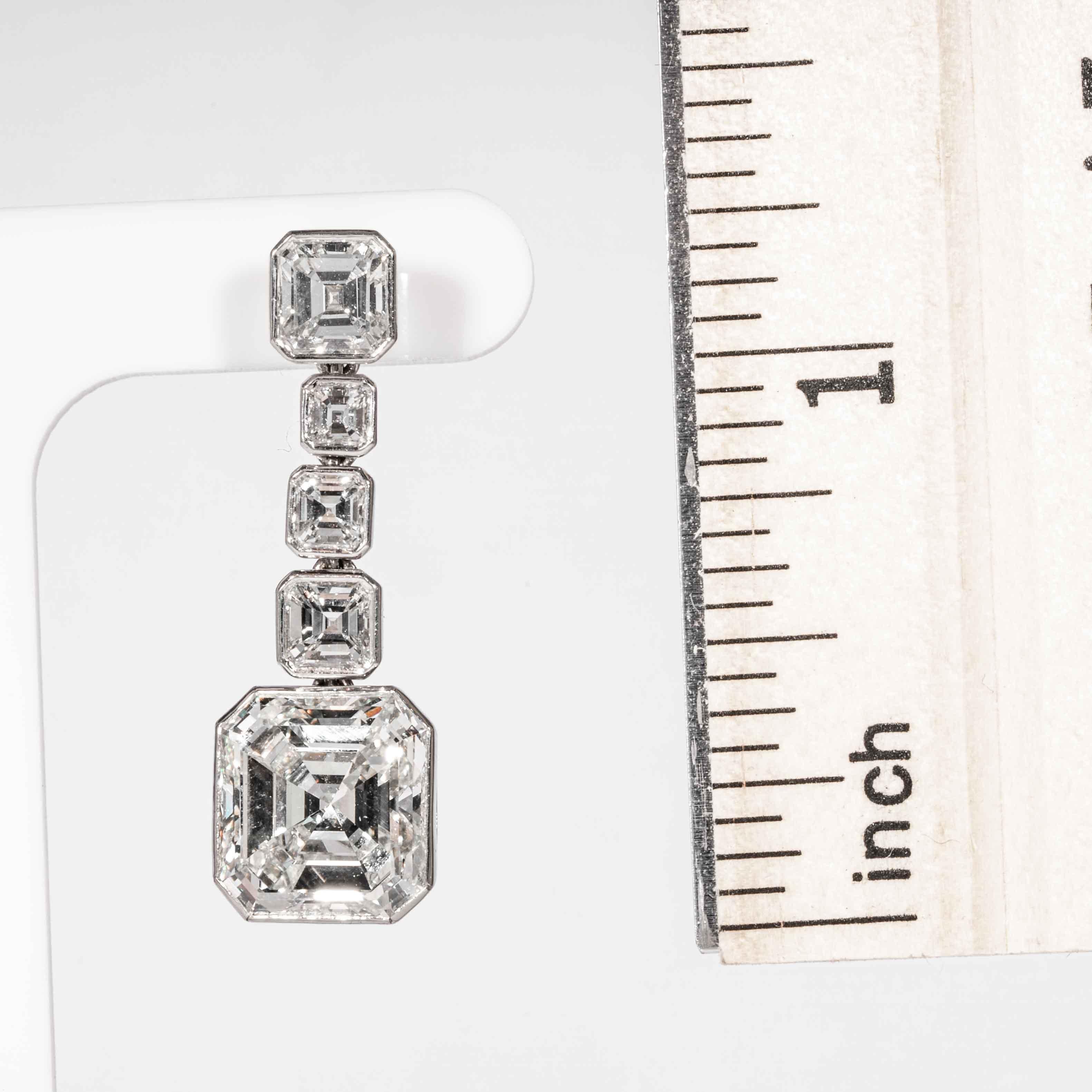 Shreve, Crump & Low GIA Certified 10.07 Carat Asscher Cut Diamond Drop Earrings 2