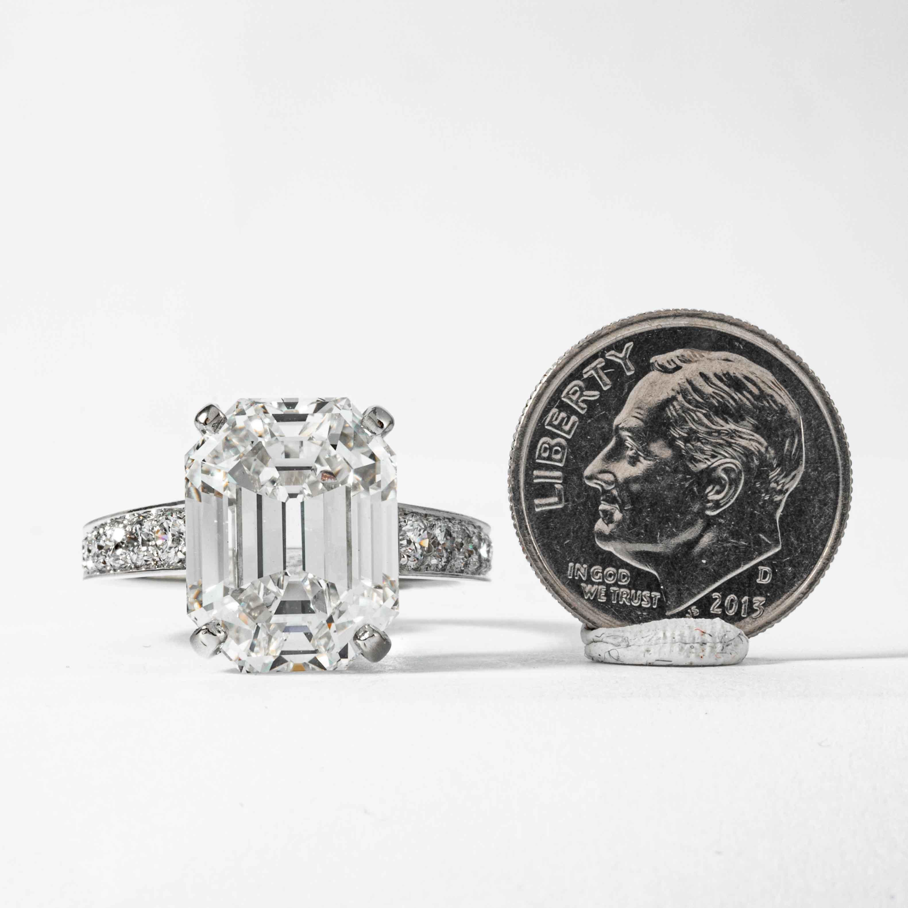 Shreve, Crump & Low GIA Certified 10.19 Carat H VS1 Emerald Cut Diamond Ring 2