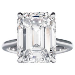 Bague Shreve, Crump & Low avec diamant taille émeraude de 10,21 carats certifié GIA K VVS2