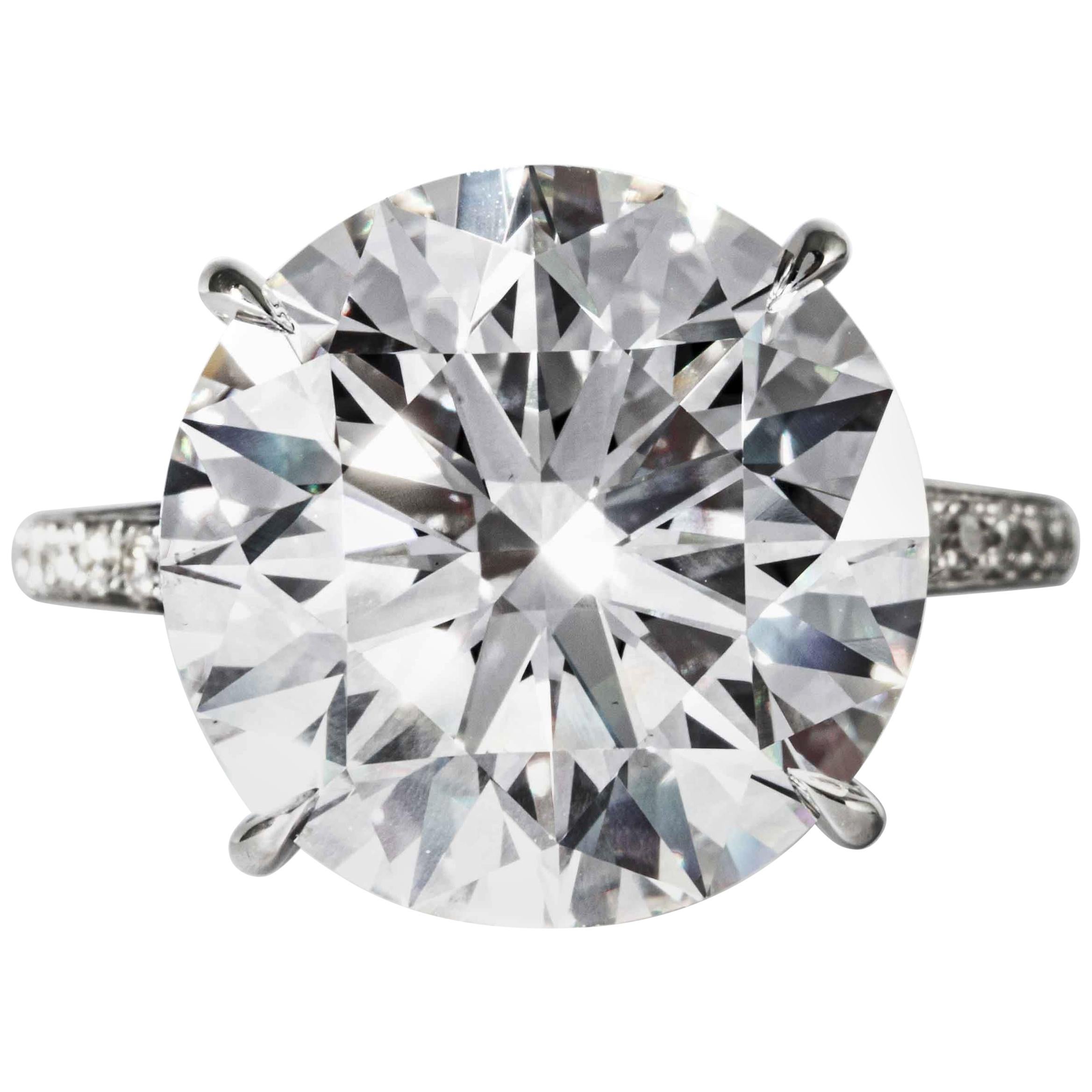 Shreve, Crump & Low GIA Certified 10.77 Carat F VS1 Round Brilliant Diamond Ring For Sale