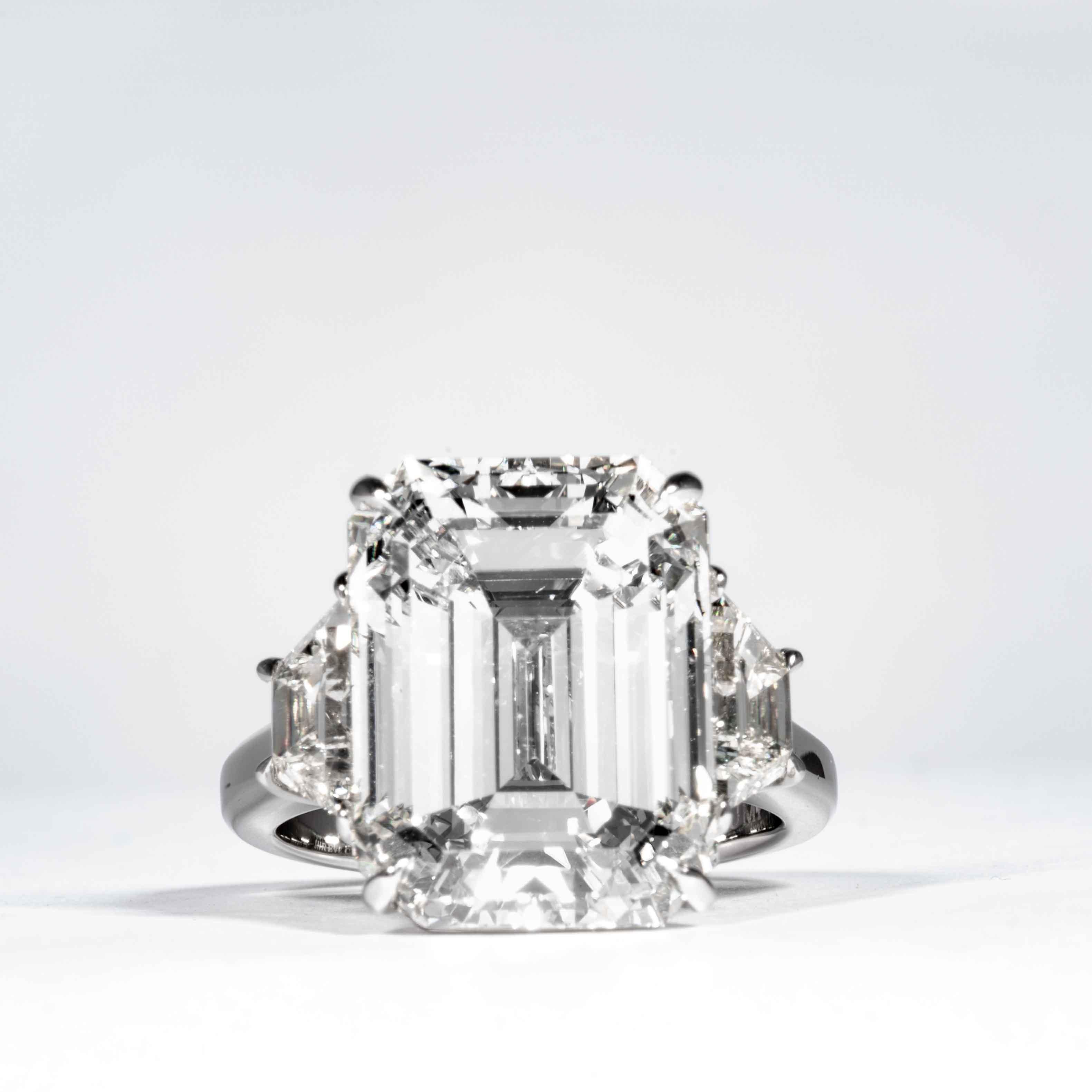 Taille émeraude Shreve, Crump & Low Bague en diamant certifié GIA 13,26 carats K VS2 taille émeraude en vente