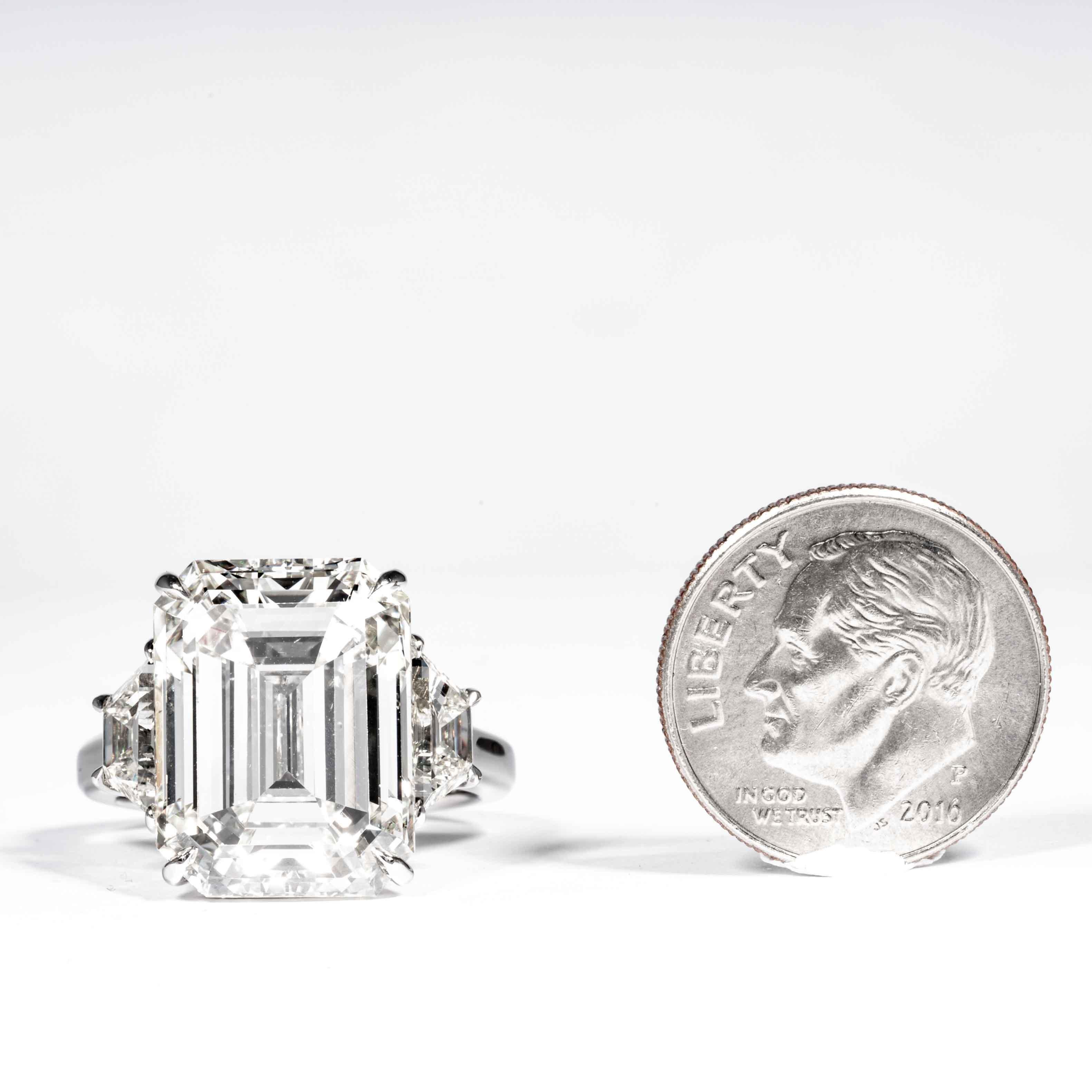 Shreve, Crump & Low Bague en diamant certifié GIA 13,26 carats K VS2 taille émeraude en vente 2