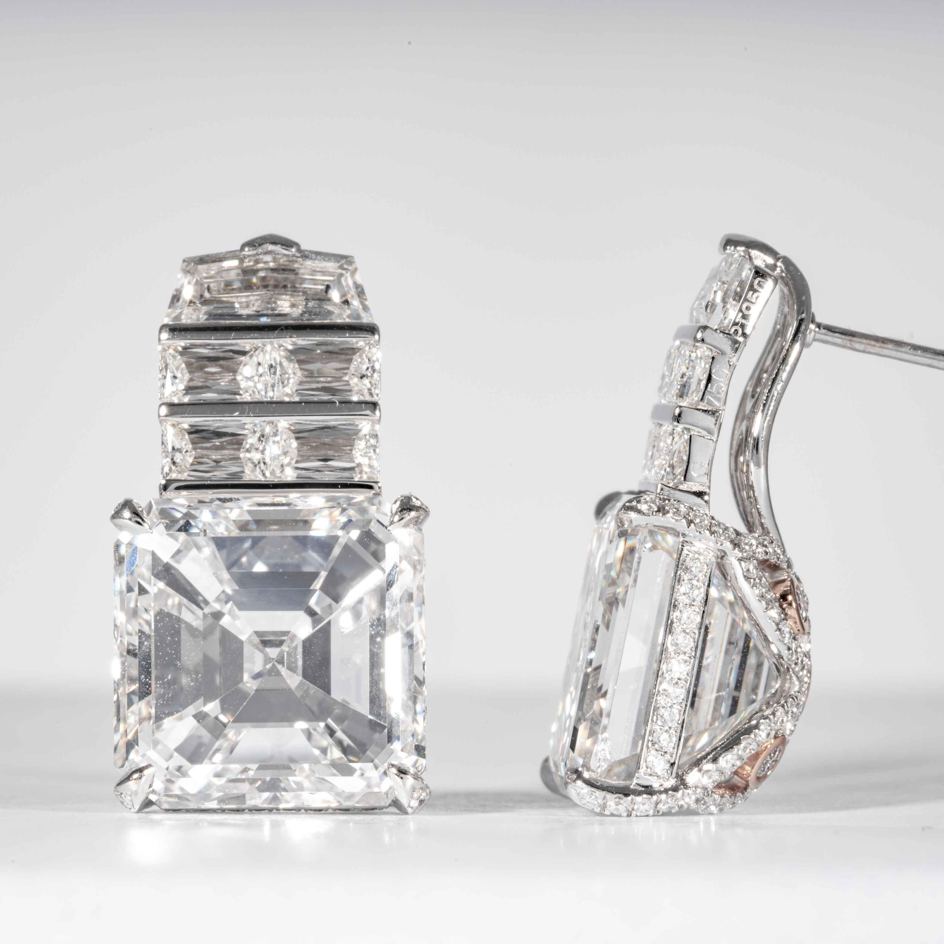 Shreve, Crump & Low, GIA-zertifizierte 18,21 Karat Asscher-Schliff Diamant-Tropfen-Ohrringe Damen im Angebot