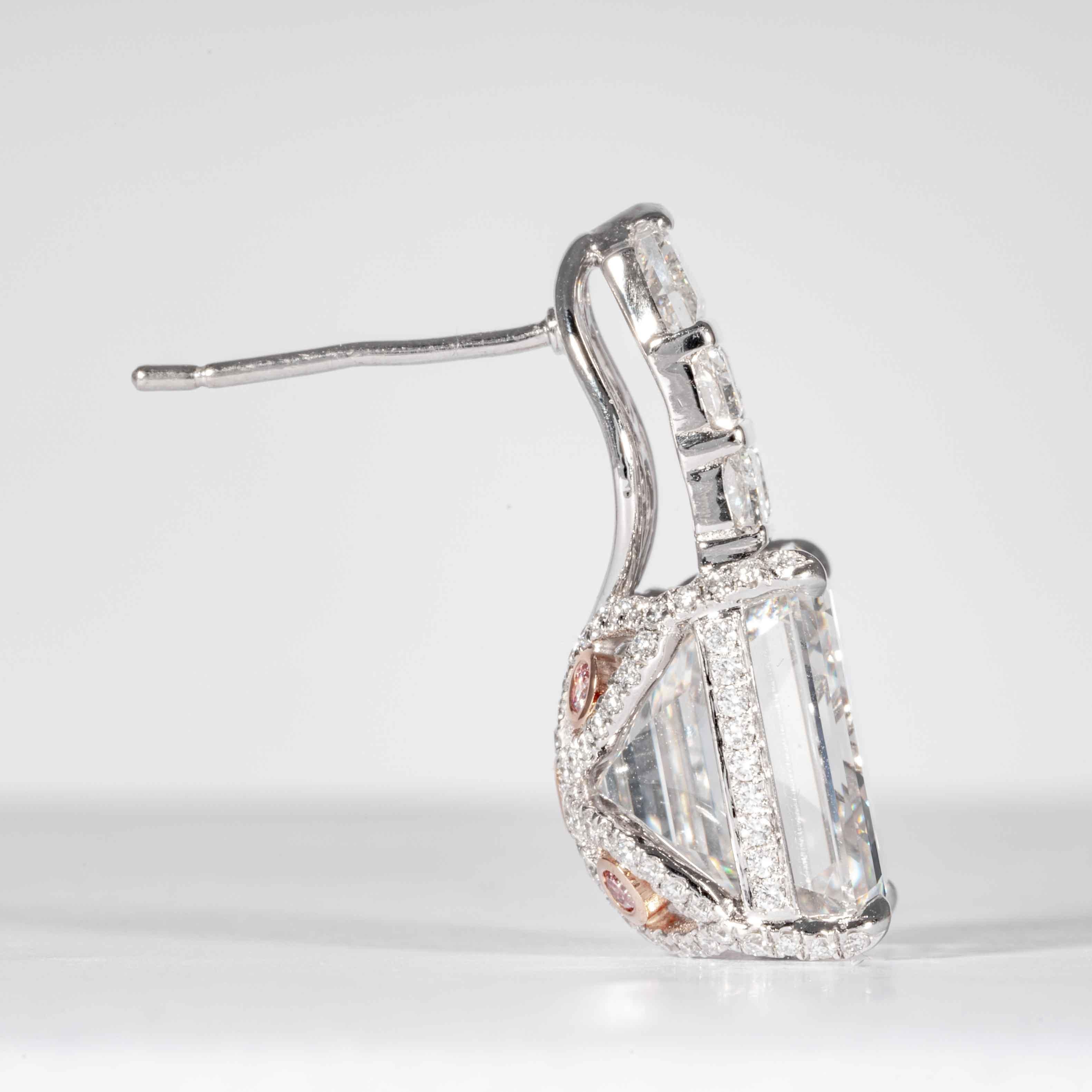 Shreve, Crump & Low GIA Certified 18.21 Carat Asscher Cut Diamond Drop Earrings In New Condition For Sale In Boston, MA