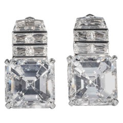 Antique Shreve, Crump & Low GIA Certified 18.21 Carat Asscher Cut Diamond Drop Earrings