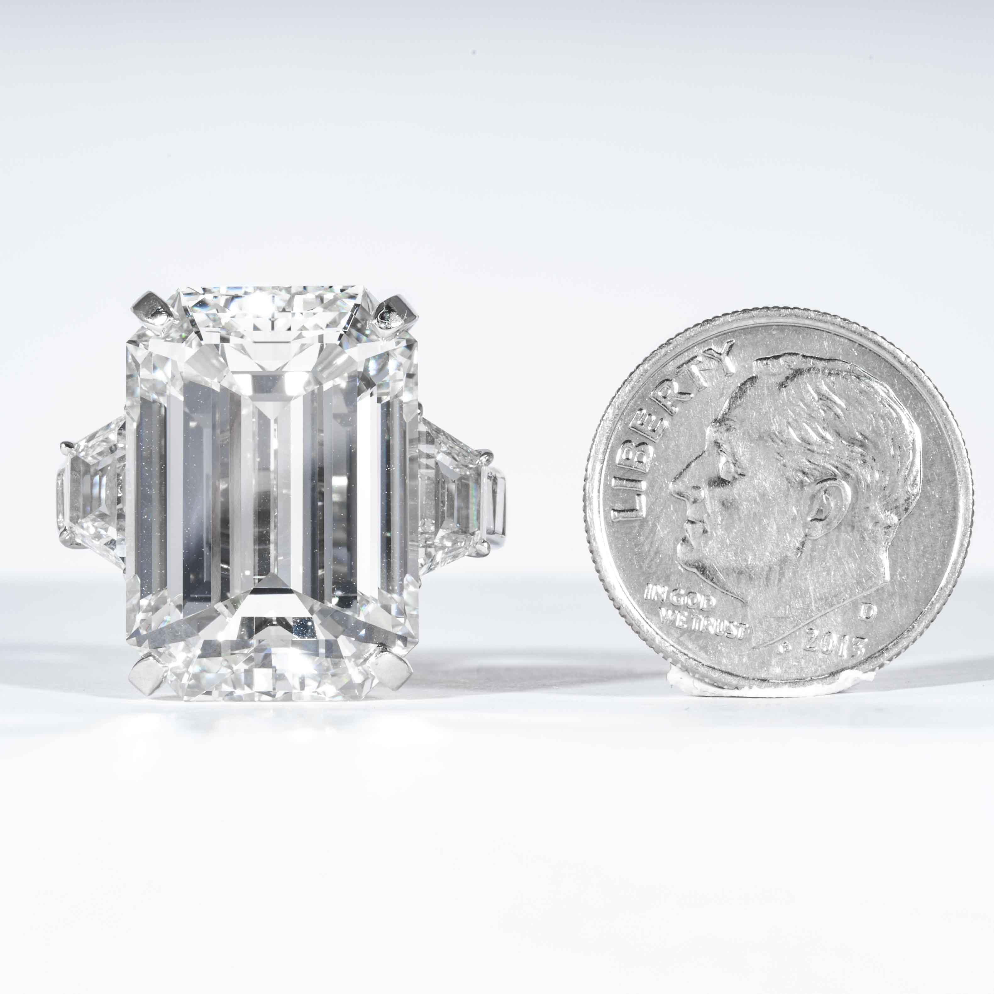 Shreve, Crump & Low GIA Certified 22.02 Carat J VS2 Emerald Cut Diamond Ring 6