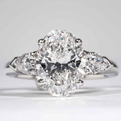 Shreve, Crump & Low GIA Certified 3.20 Carat D SI1 Oval Cut Diamond 3-Stone Ring