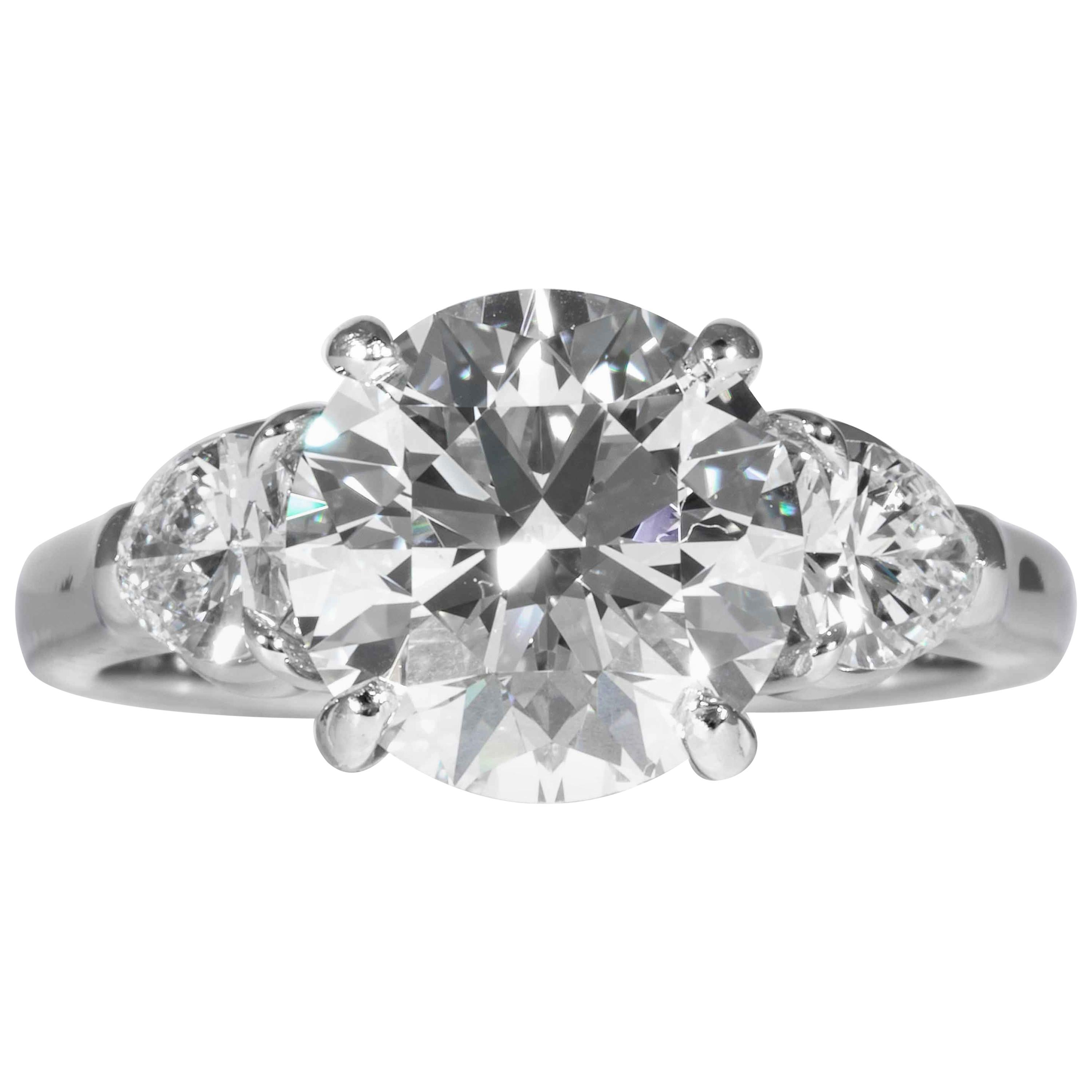 Shreve, Crump & Low GIA Certified 3.23 Carat E VVS2 Round Brilliant Diamond Ring