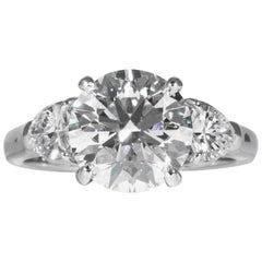 Anello con diamante brillante rotondo Shreve, Crump & Low certificato GIA da 3,23 carati E VVS2