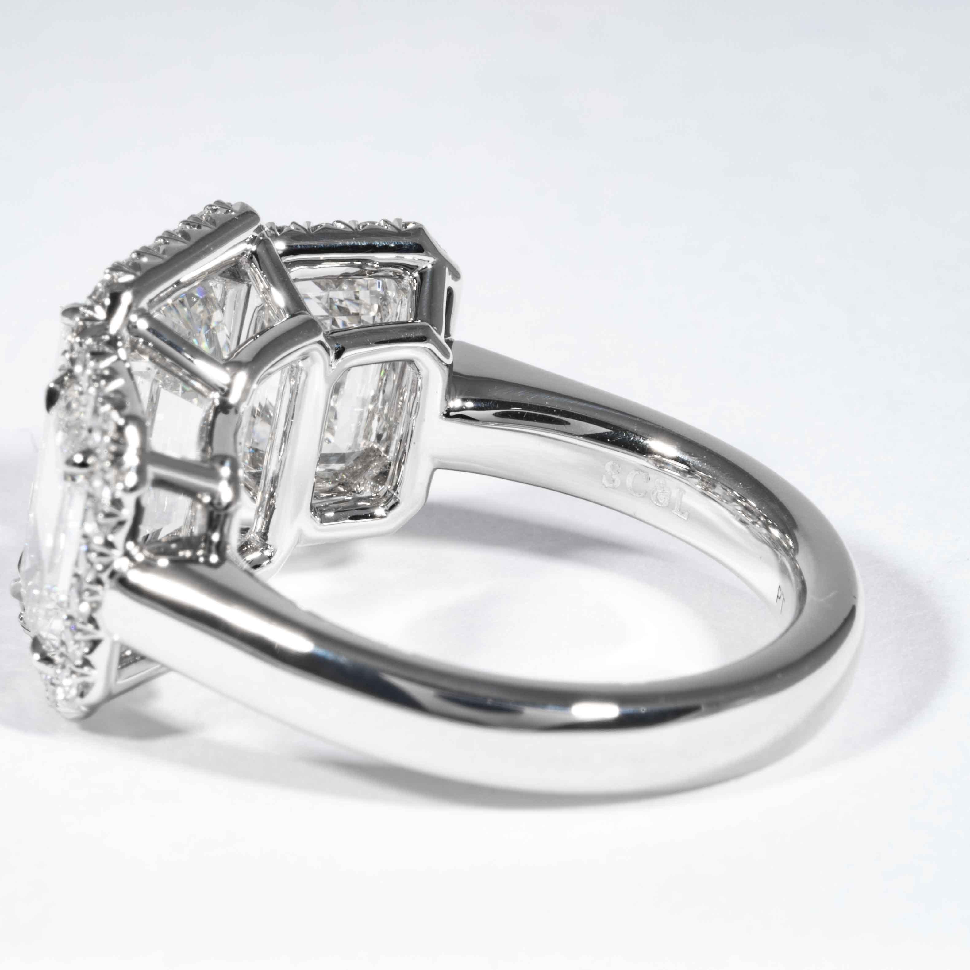 Women's Shreve, Crump & Low GIA Certified 3.23 Carat G SI1 Emerald Cut Diamond Ring For Sale