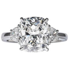 Shreve, Crump & Low, GIA-zertifizierter Platinring mit 4,10 Karat E SI1 Diamant im Kissenschliff