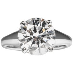 Anillo de diamantes brillantes redondos de 4,26 quilates H SI1 con certificación GIA de Shreve, Crump & Low