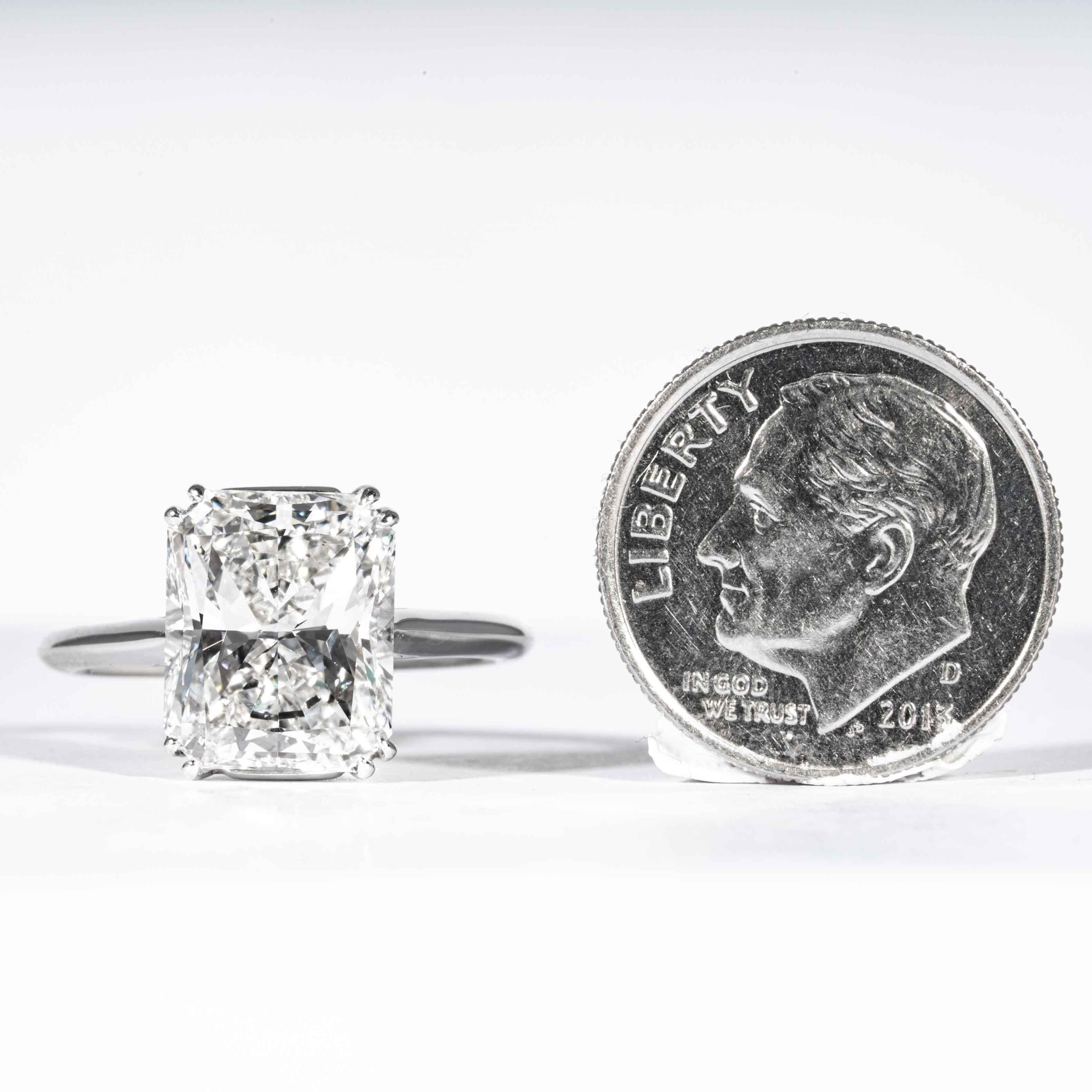 Shreve, Crump & Low GIA Certified 4.50 Carat F VS2 Radiant Cut Diamond Plat Ring 4