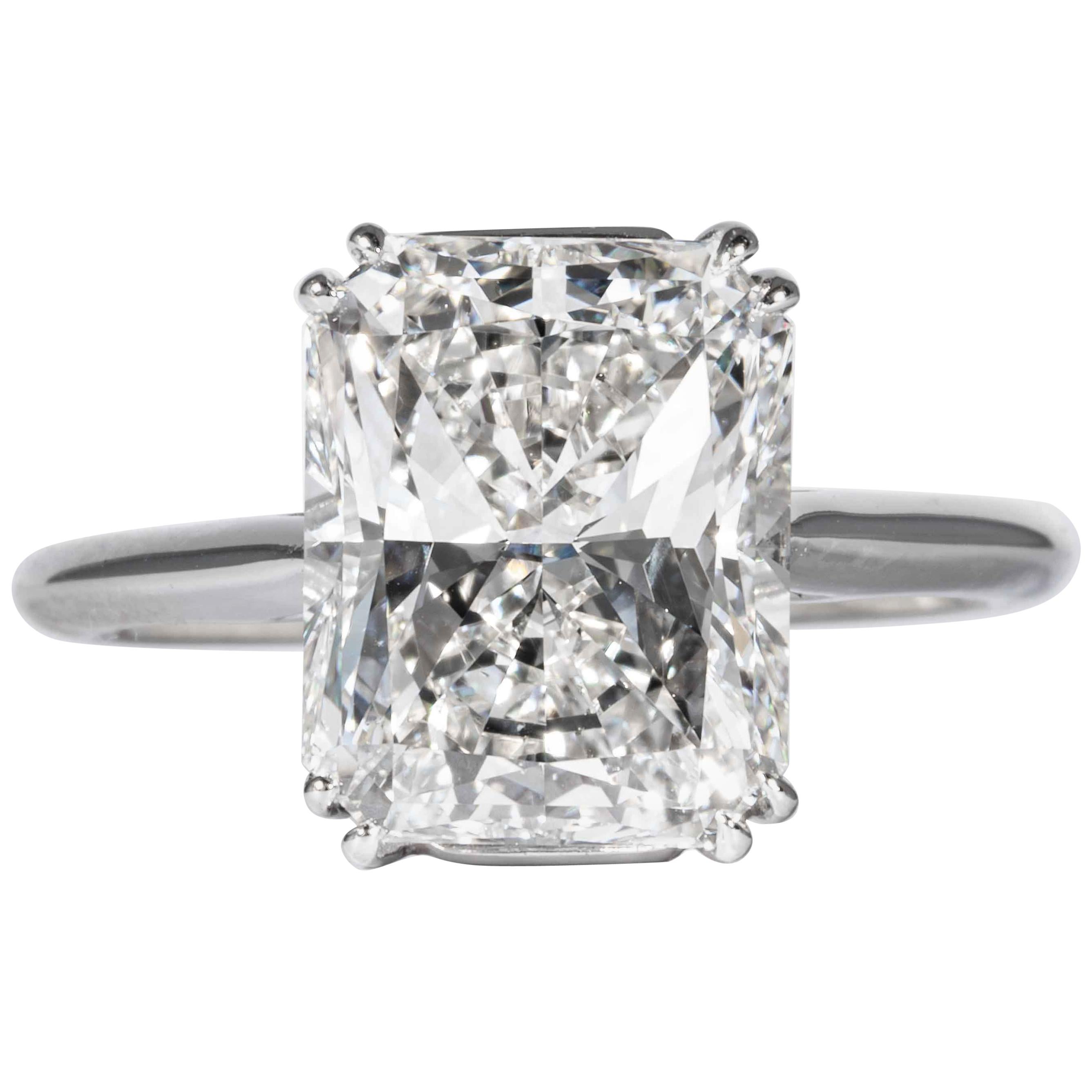 Shreve, Crump & Low GIA Certified 4.50 Carat F VS2 Radiant Cut Diamond Plat Ring