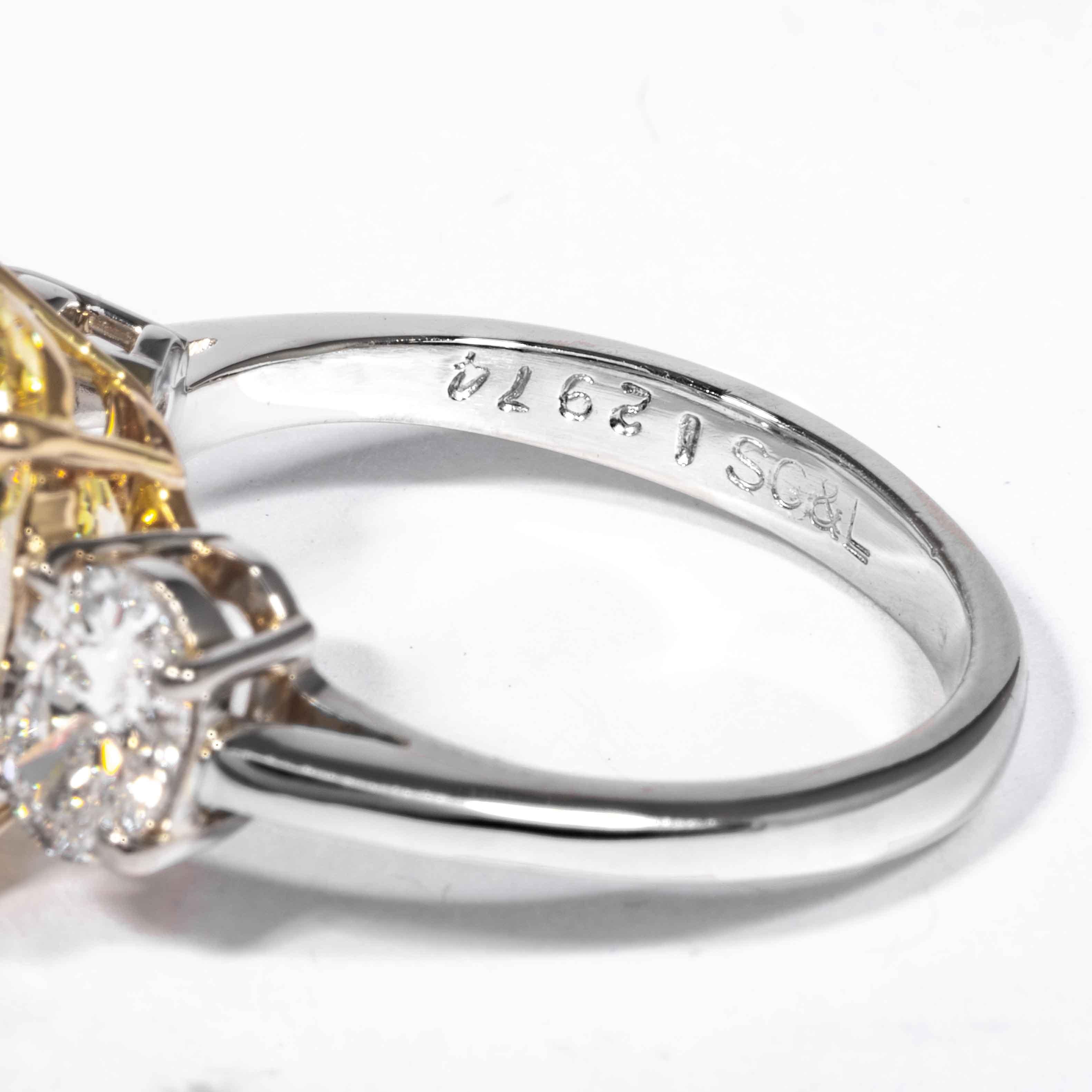 Shreve, Crump & Low GIA Certified 4.55 Carat Fancy Yellow Oval Diamond Ring In New Condition For Sale In Boston, MA