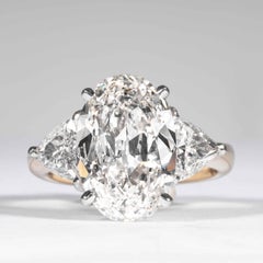 Shreve, Crump & Low GIA Certified 5.03 Carat H VS1 Oval Cut Diamond 3-Stone Ring