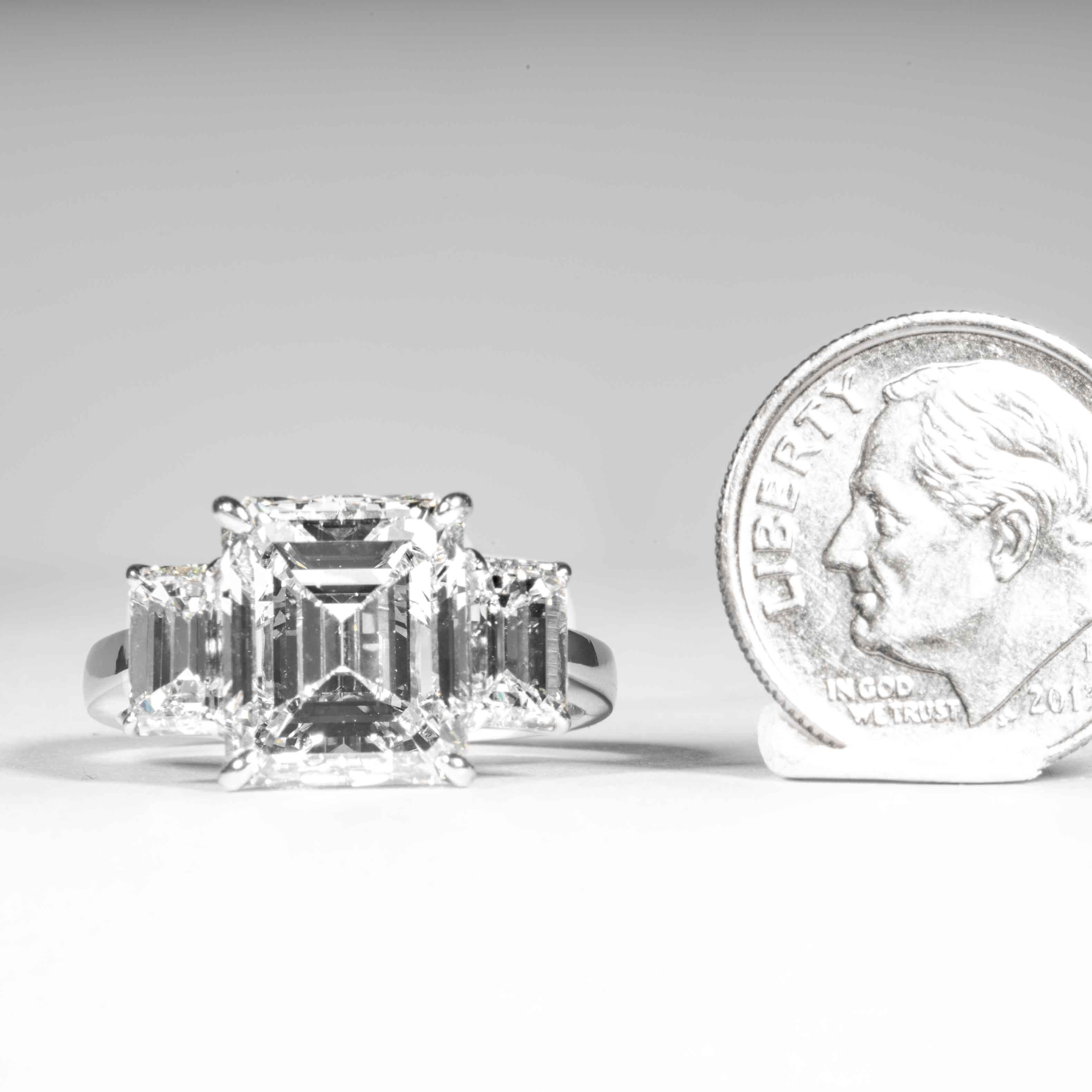 Shreve, Crump & Low GIA Certified 5.05 Carat J VVS2 Emerald Cut Diamond Ring For Sale 2
