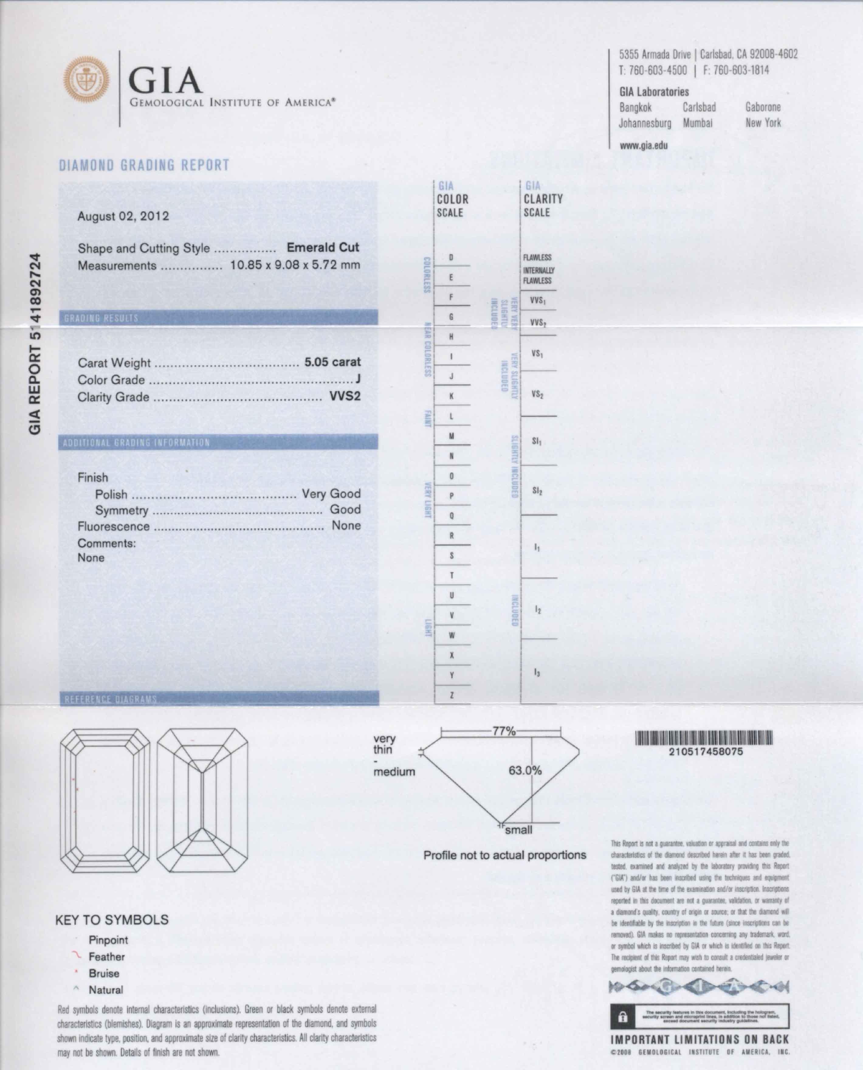 Shreve, Crump & Low GIA Certified 5.05 Carat J VVS2 Emerald Cut Diamond Ring For Sale 4