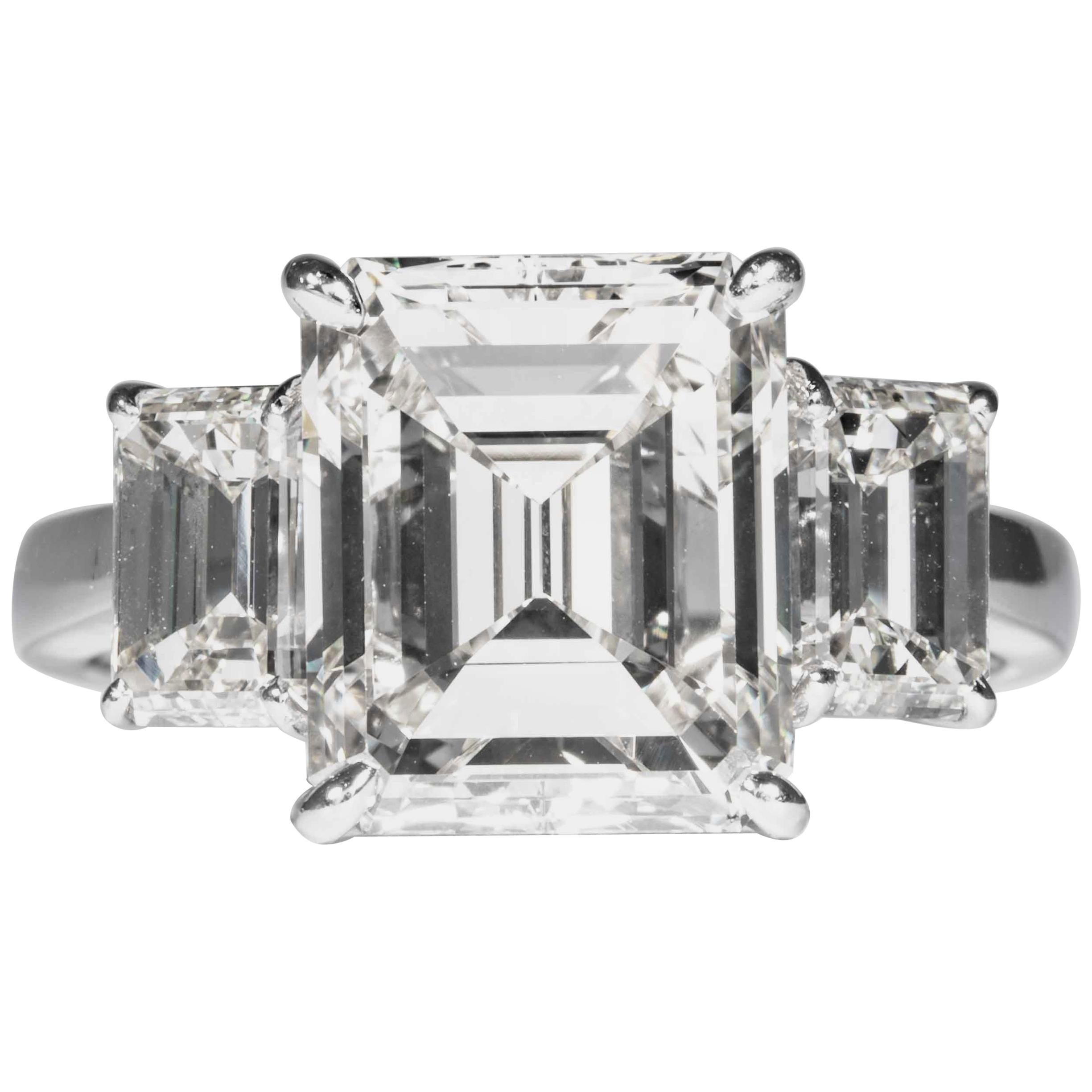 Shreve, Crump & Low GIA Certified 5.05 Carat J VVS2 Emerald Cut Diamond Ring