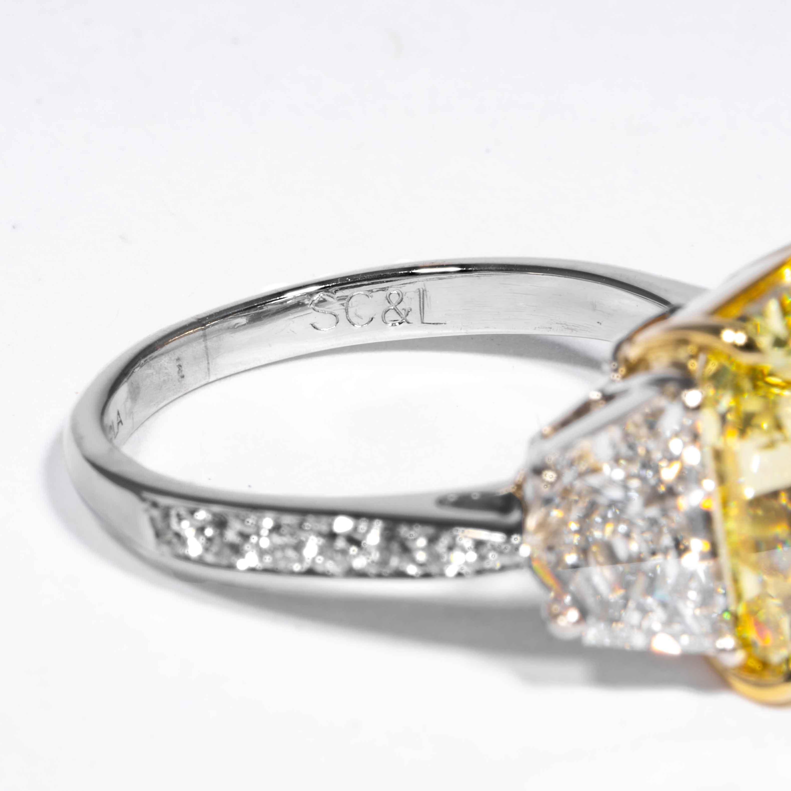 Shreve, Crump & Low GIA Certified 5.07 Carat Fancy Intense Yellow Diamond Ring In New Condition For Sale In Boston, MA