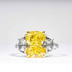 Shreve, Crump & Low GIA Certified 5.07 Carat Fancy Intense Yellow Diamond Ring