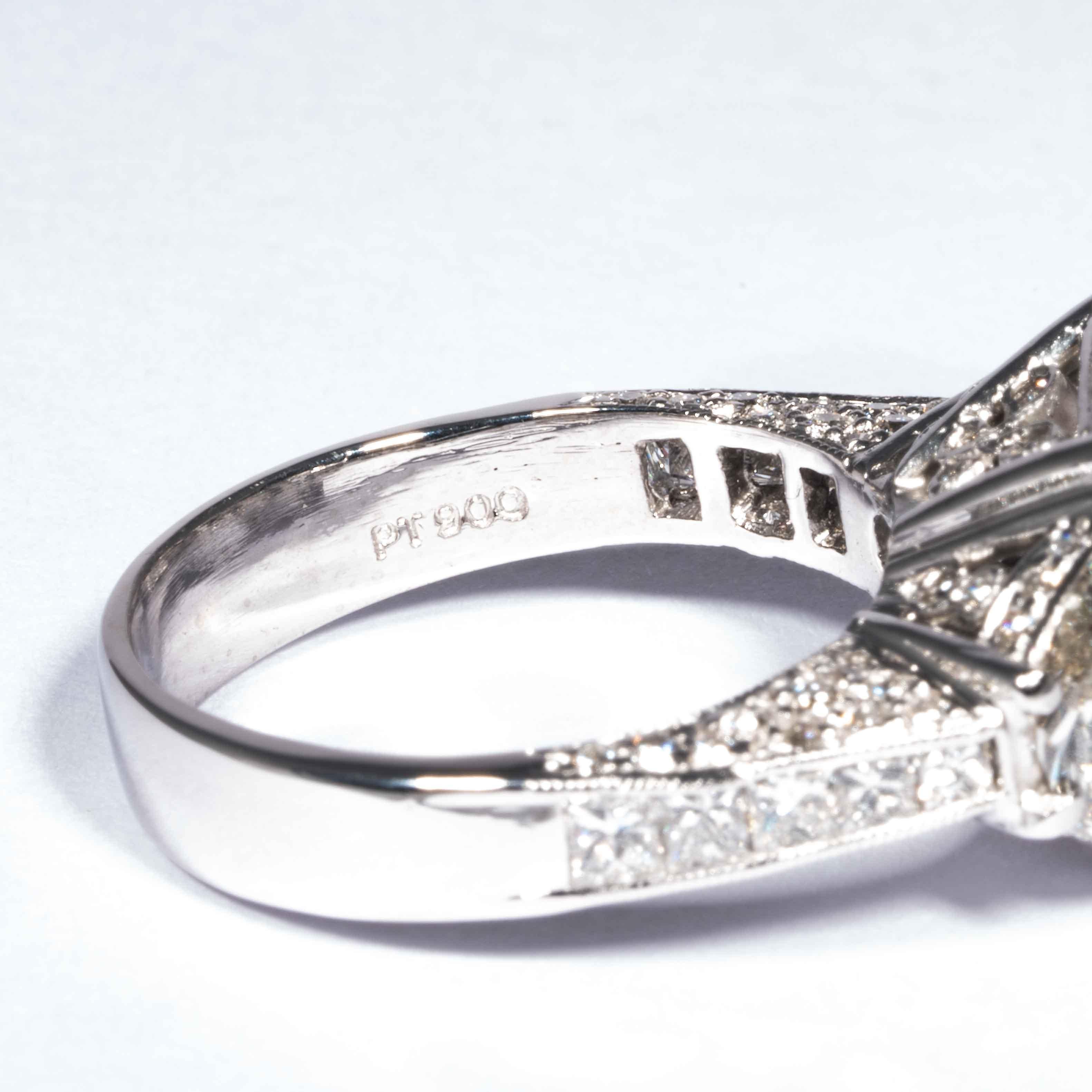 Shreve, Crump & Low GIA Certified 5.07 Carat I VS2 Radiant Cut Diamond Plat Ring For Sale 1
