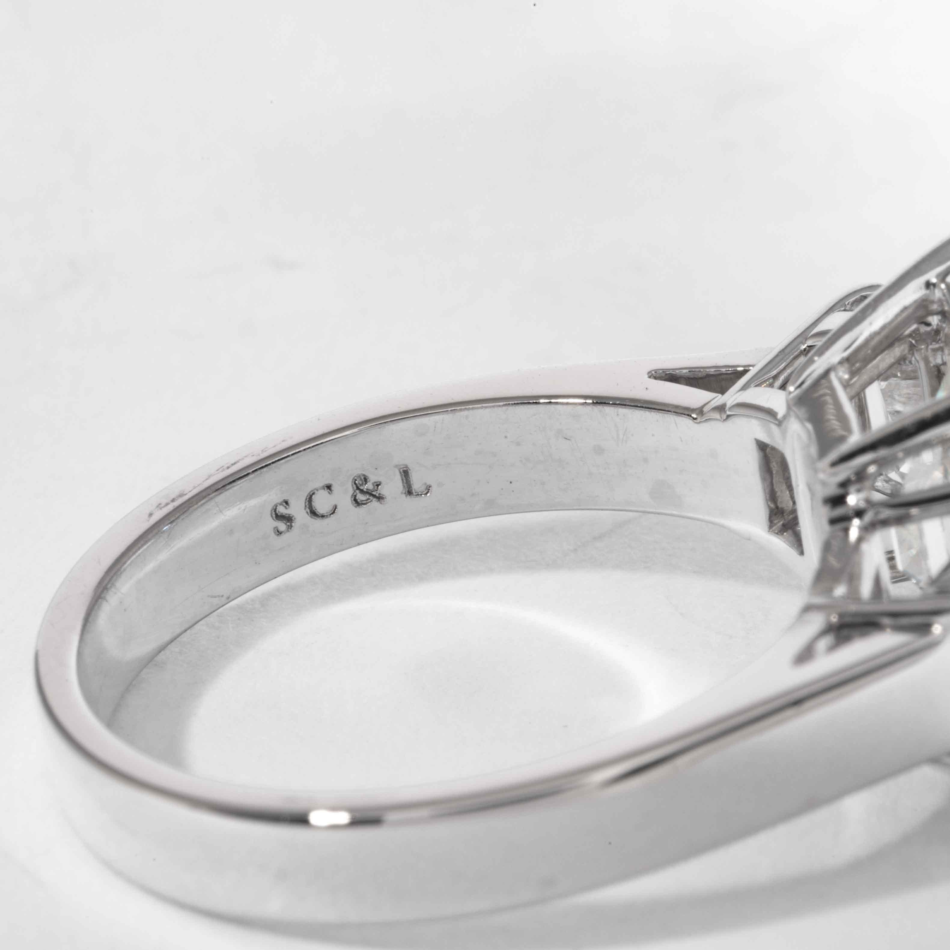 Shreve, Crump & Low GIA Certified 5.13 Carat J VS2 Emerald Cut Diamond Plat Ring For Sale 1