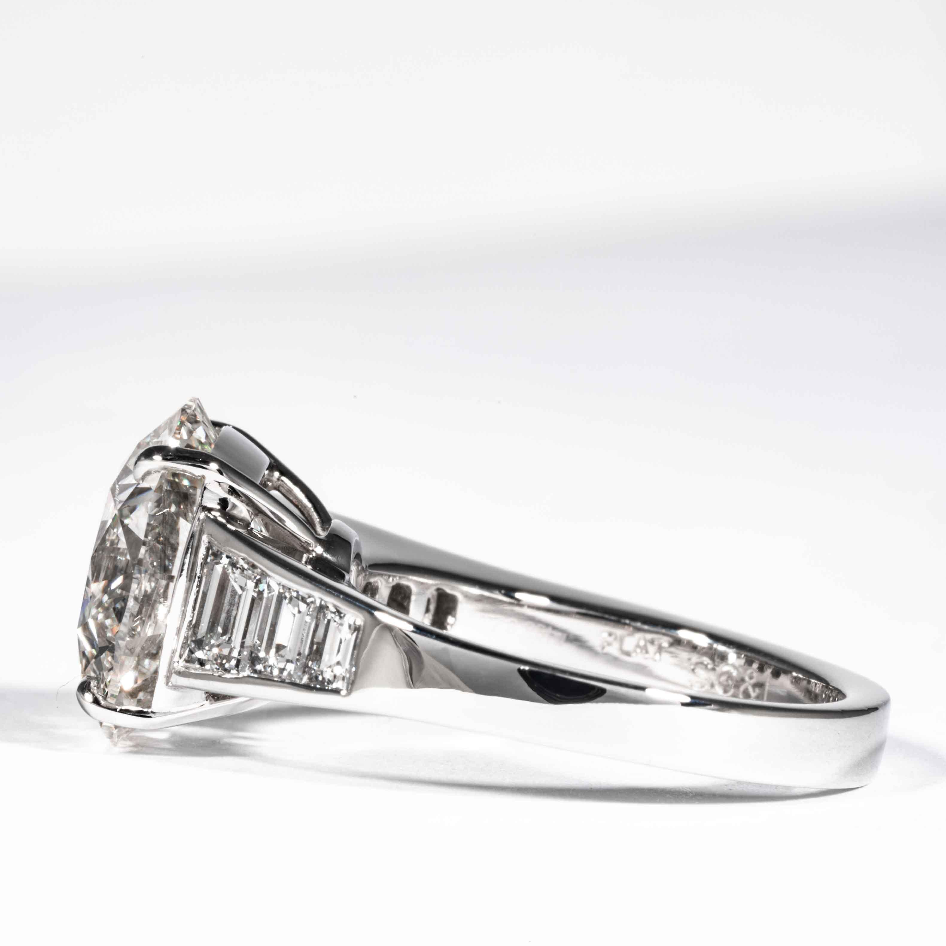 Shreve, Crump & Low, GIA-zertifizierter 5,60 Karat J SI1 runder Brillant-Diamantring für Damen oder Herren im Angebot
