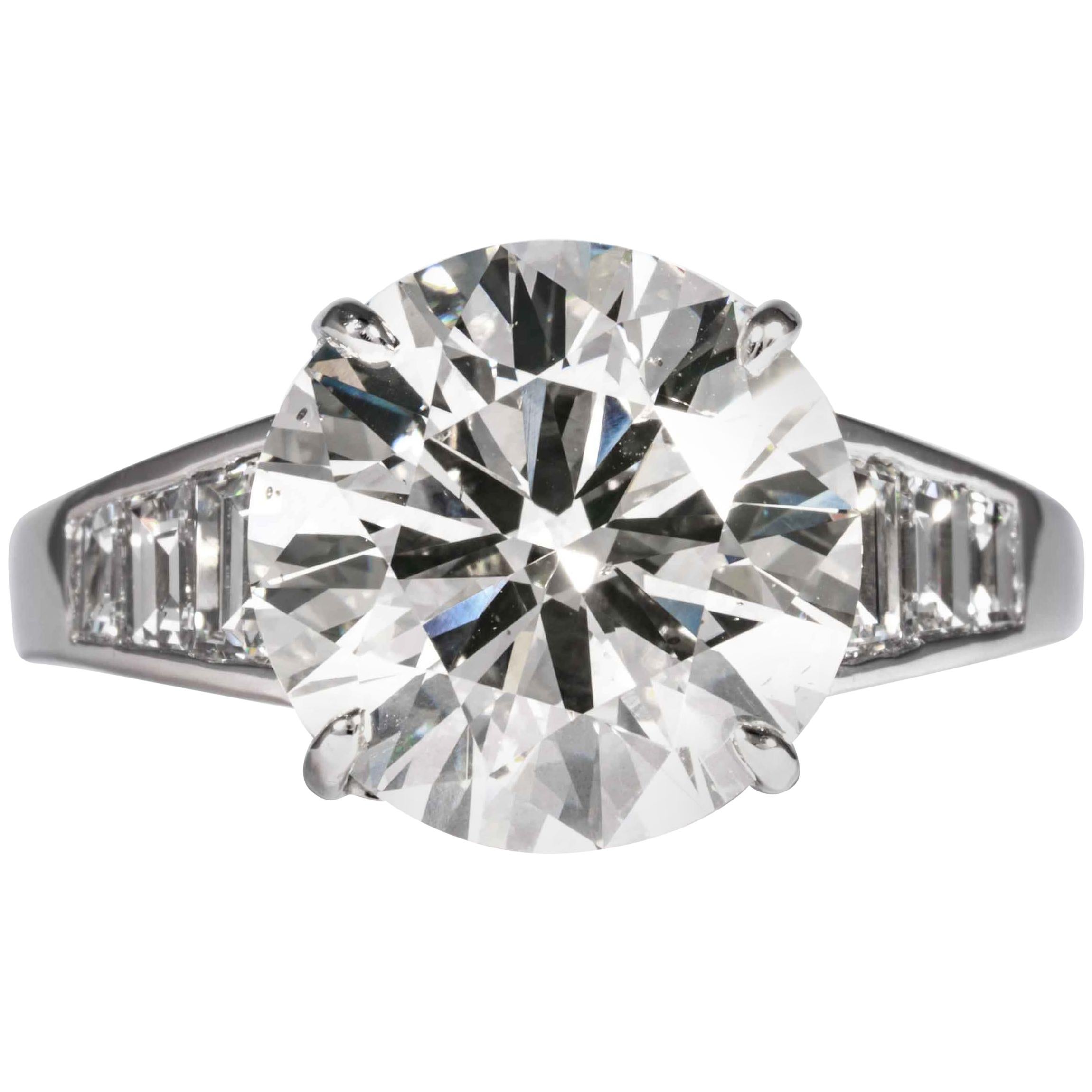 Bague Shreve, Crump & Low en diamant brillant rond de 5,60 carats certifié par le GIA J SI1