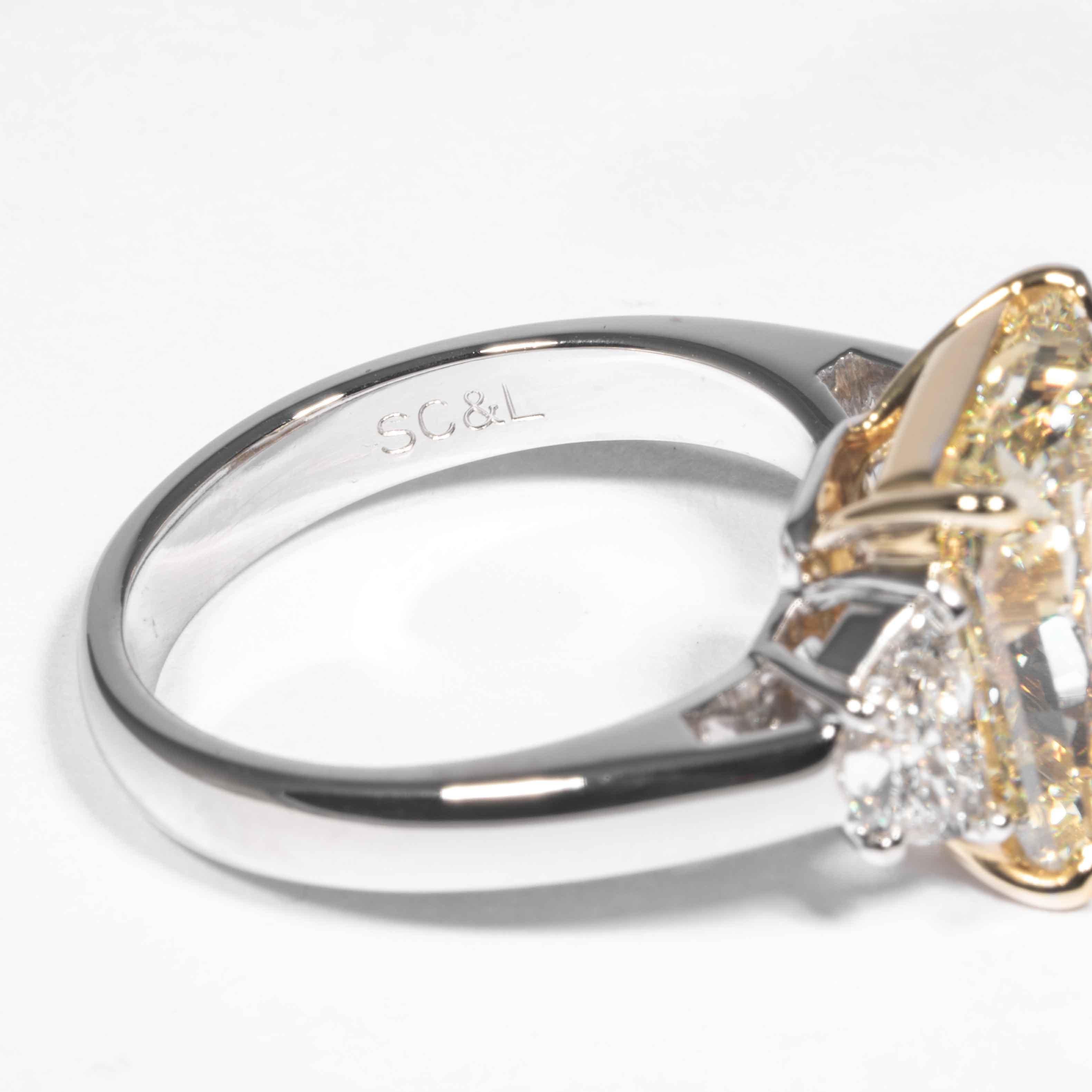 Women's Shreve, Crump & Low GIA Certified 5.87 Carat Fancy Yellow Radiant Diamond Ring For Sale