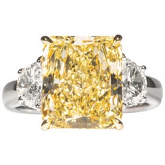 Shreve, Crump & Low, GIA-zertifizierter 5,87 Karat Fancy gelber strahlender Diamantring