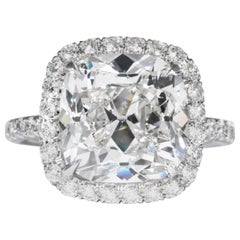 Shreve, Crump & Low GIA Certified 7.01 Carat G SI2 Cushion Cut Diamond Ring