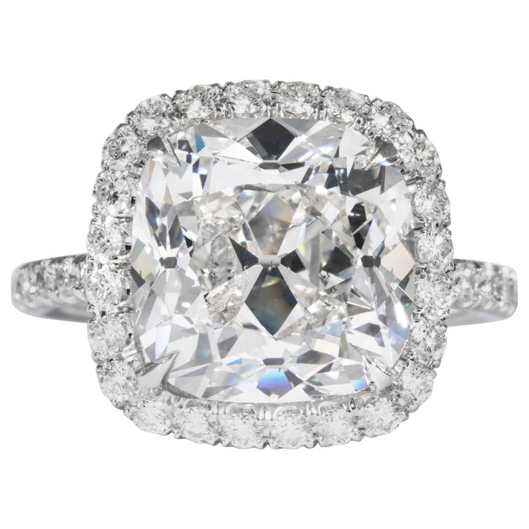 Shreve, Crump & Low GIA Certified 7.01 Carat G SI2 Cushion Cut Diamond Ring For Sale