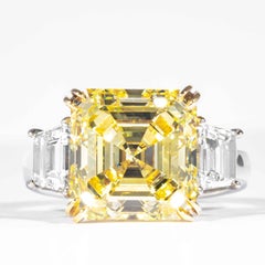 Shreve, Crump & Low GIA Certified 7.03 Ct Fancy Yellow Square Cut Diamond Ring