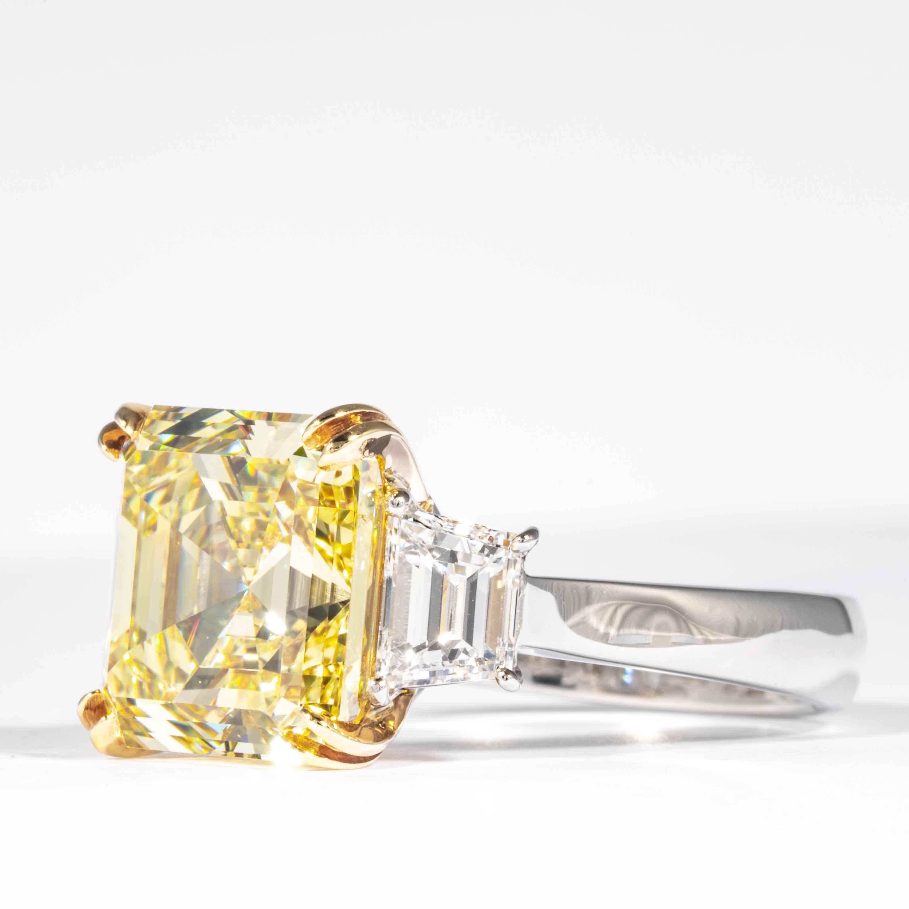 yellow square diamond ring