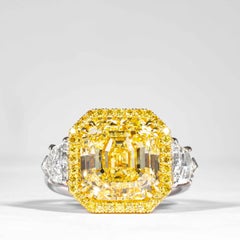 Shreve, Crump & Low GIA Certified 8.02 Carat Fancy Yellow Asscher Diamond Ring