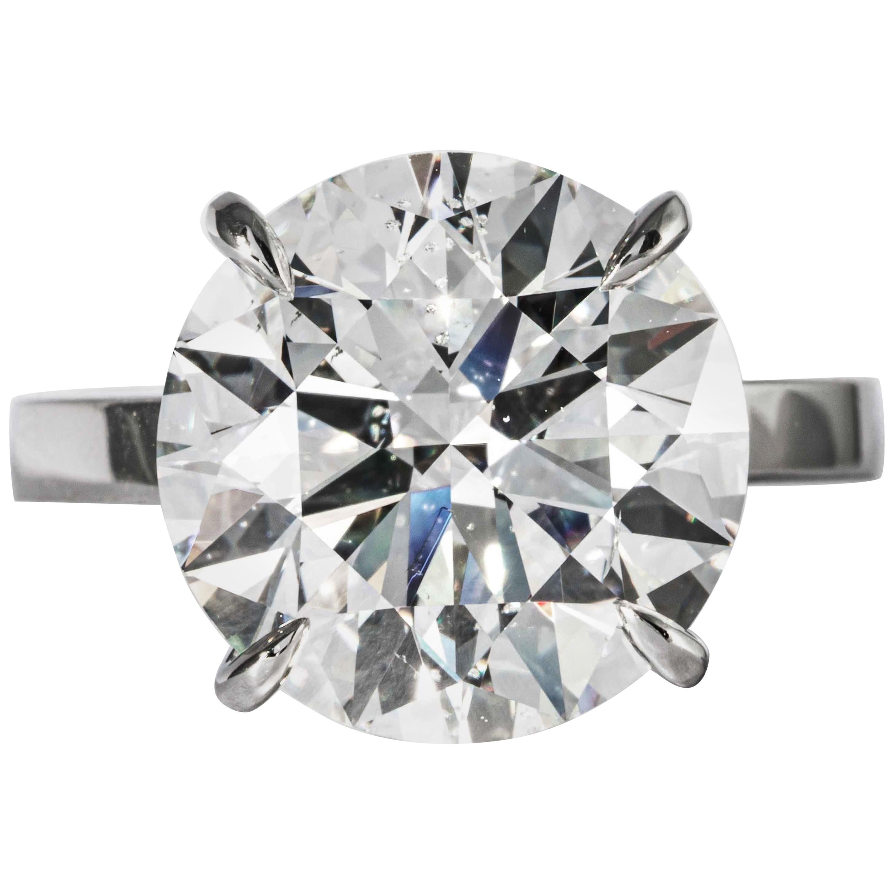 Bague Shreve, Crump & Low avec diamant rond brillant de 8,04 carats certifié par le GIA, F S12