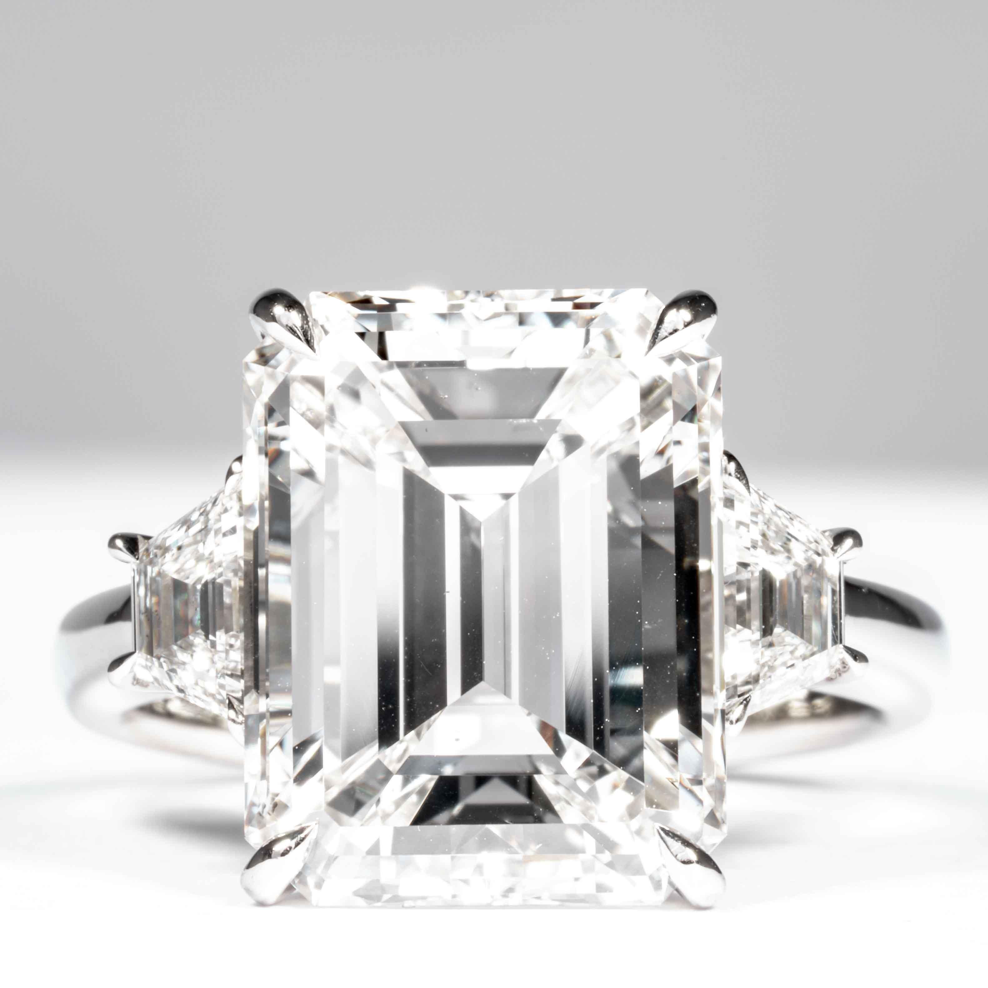 Taille émeraude Bague Shreve, Crump & Low avec diamant taille émeraude de 8,97 carats certifié GIA, G VS2 en vente