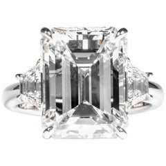 Bague Shreve, Crump & Low avec diamant taille émeraude de 8,97 carats certifié GIA, G VS2