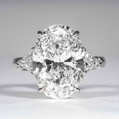 Shreve, Crump & Low GIA Certified 9.08 Carat F SI2 Oval Cut Diamond 3-Stone Ring