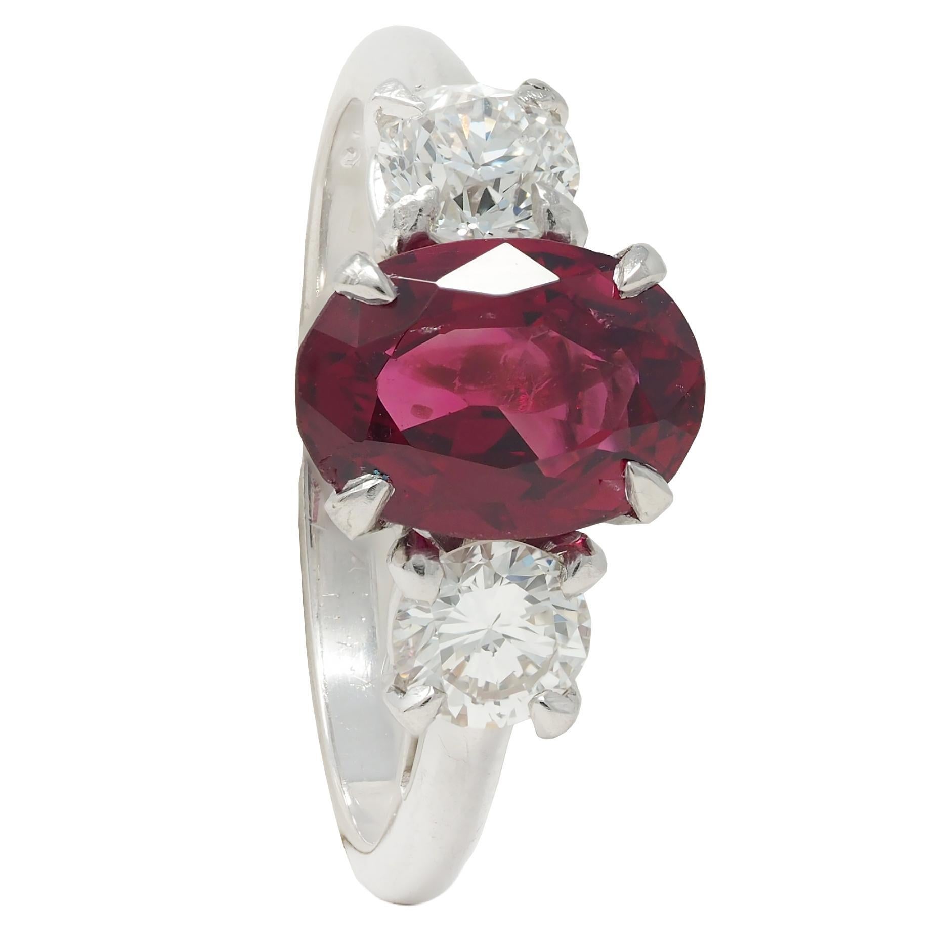 Shreve Crump & Low Mid-Century 1.89 CTW Spinel Diamond Platinum Vintage Ring 6