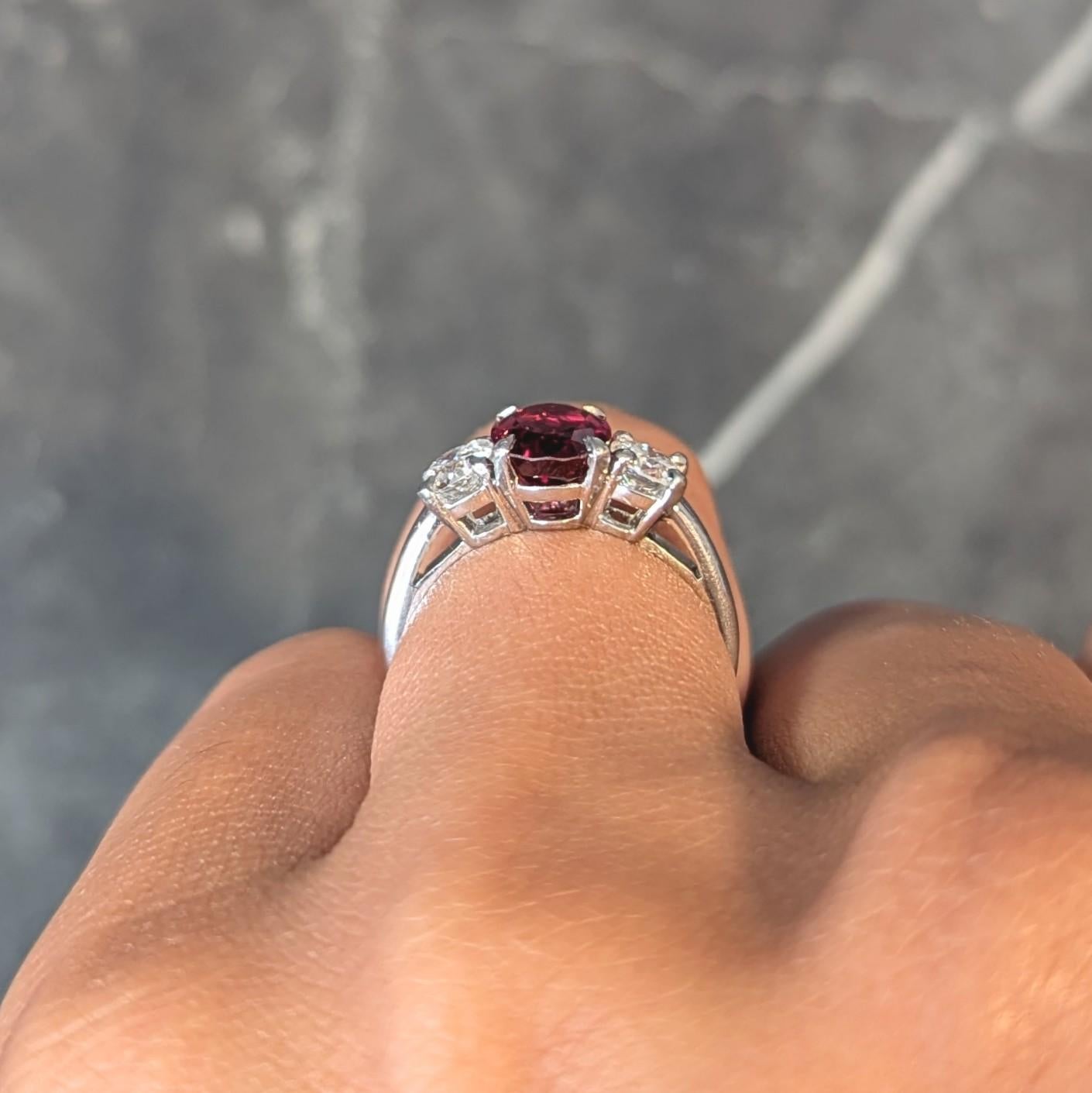 Shreve Crump & Low Mid-Century 1.89 CTW Spinel Diamond Platinum Vintage Ring 8