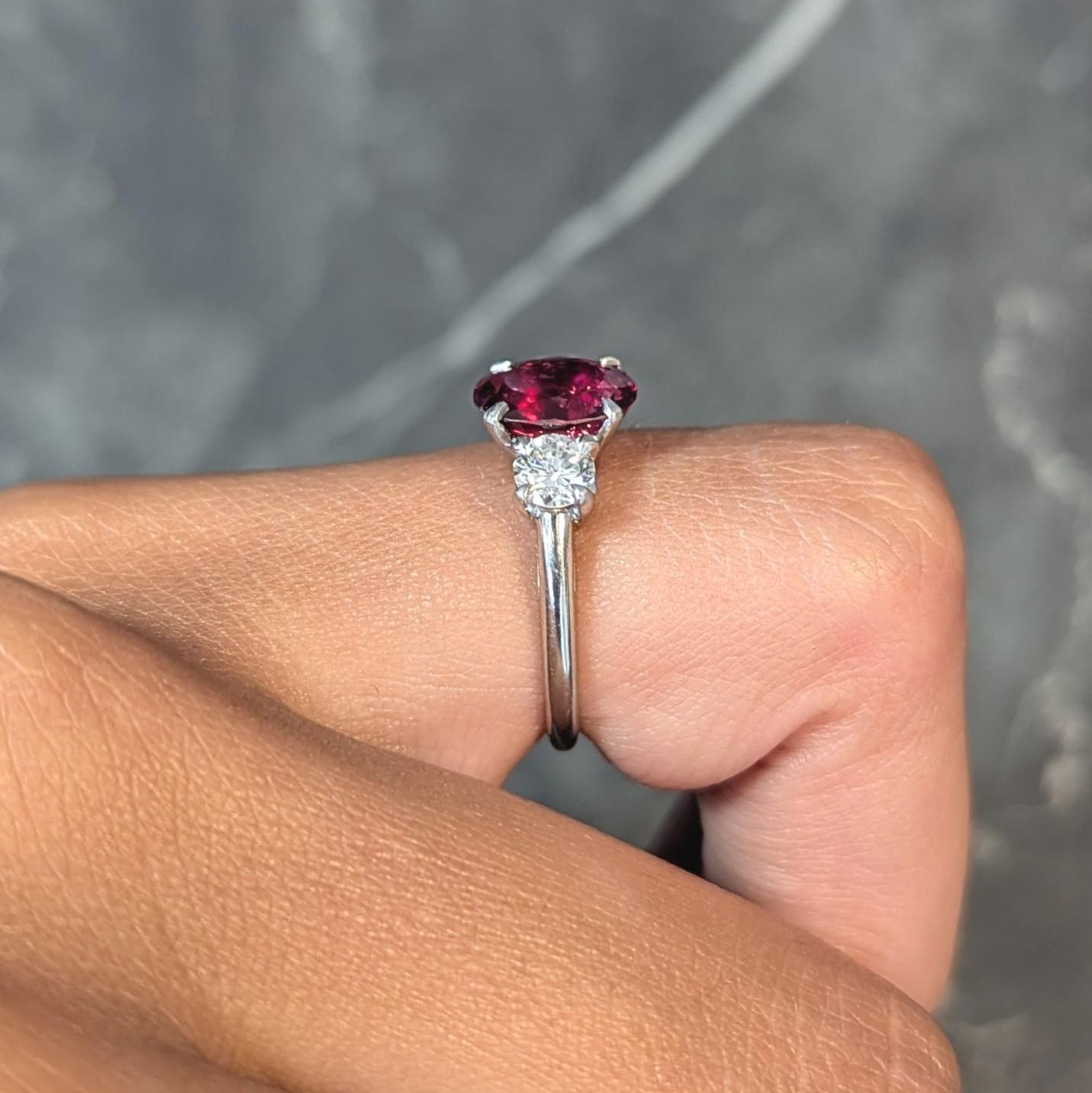 Shreve Crump & Low Mid-Century 1.89 CTW Spinel Diamond Platinum Vintage Ring 9