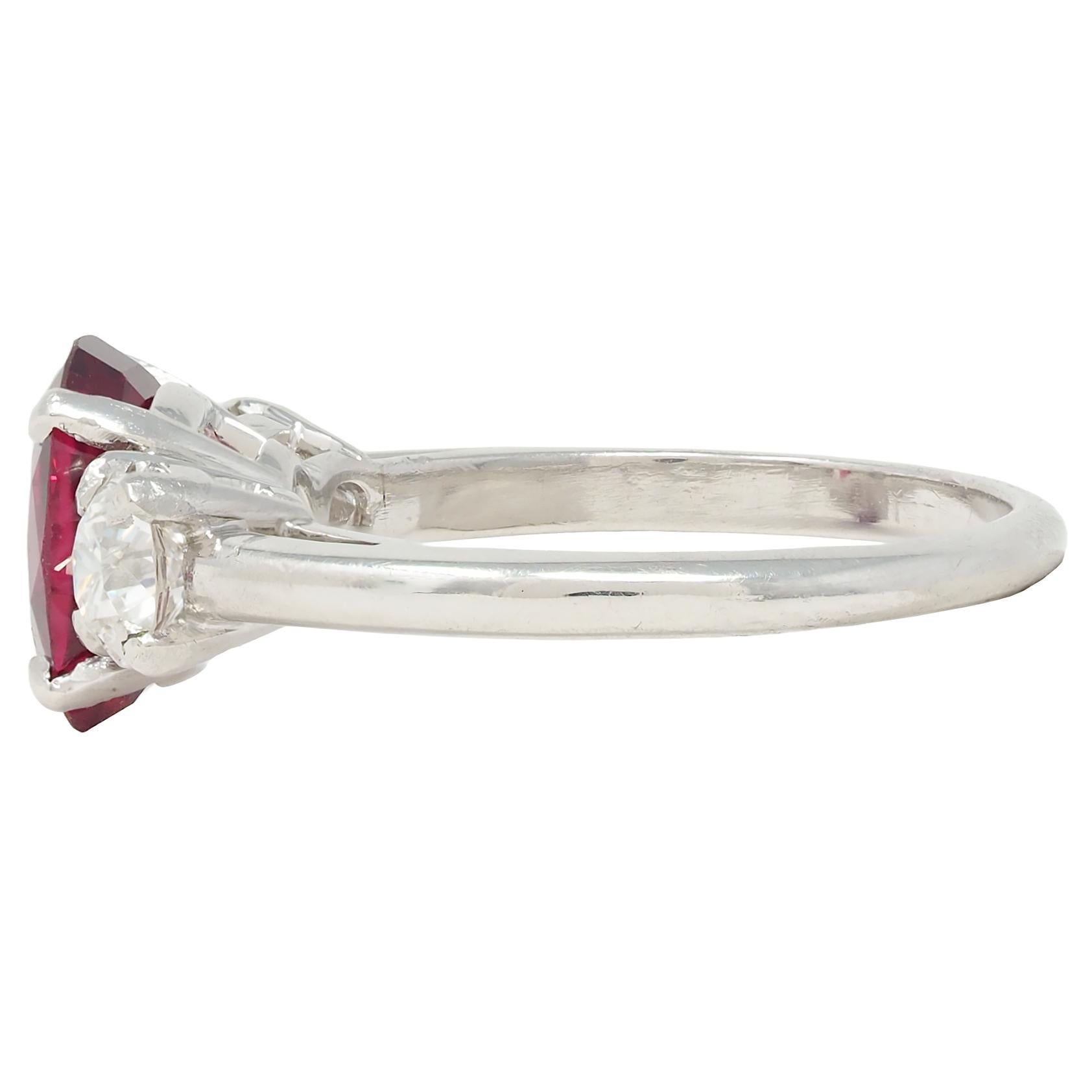 Shreve Crump & Low Mid-Century 1.89 CTW Spinel Diamond Platinum Vintage Ring 1
