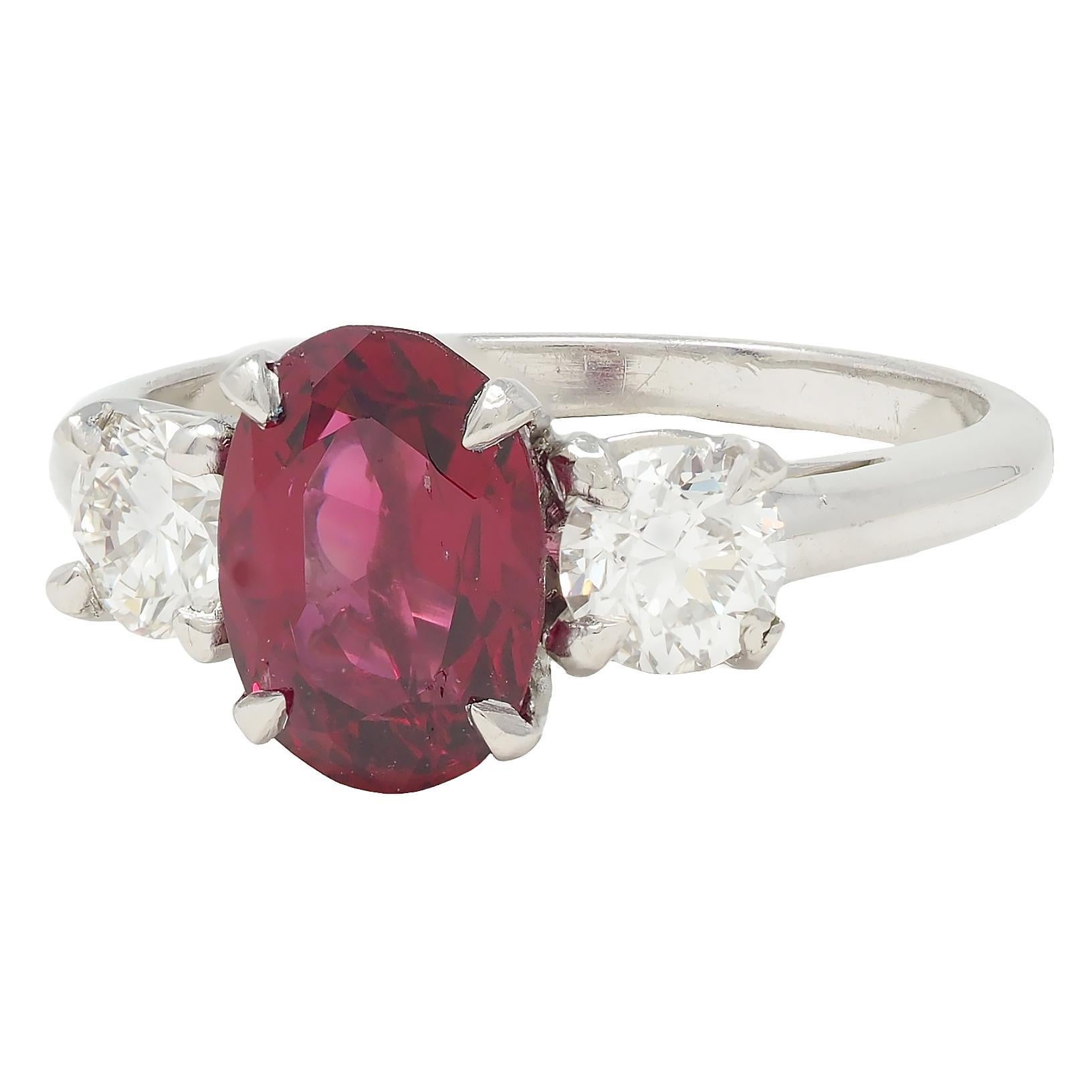 Shreve Crump & Low Mid-Century 1.89 CTW Spinel Diamond Platinum Vintage Ring 2