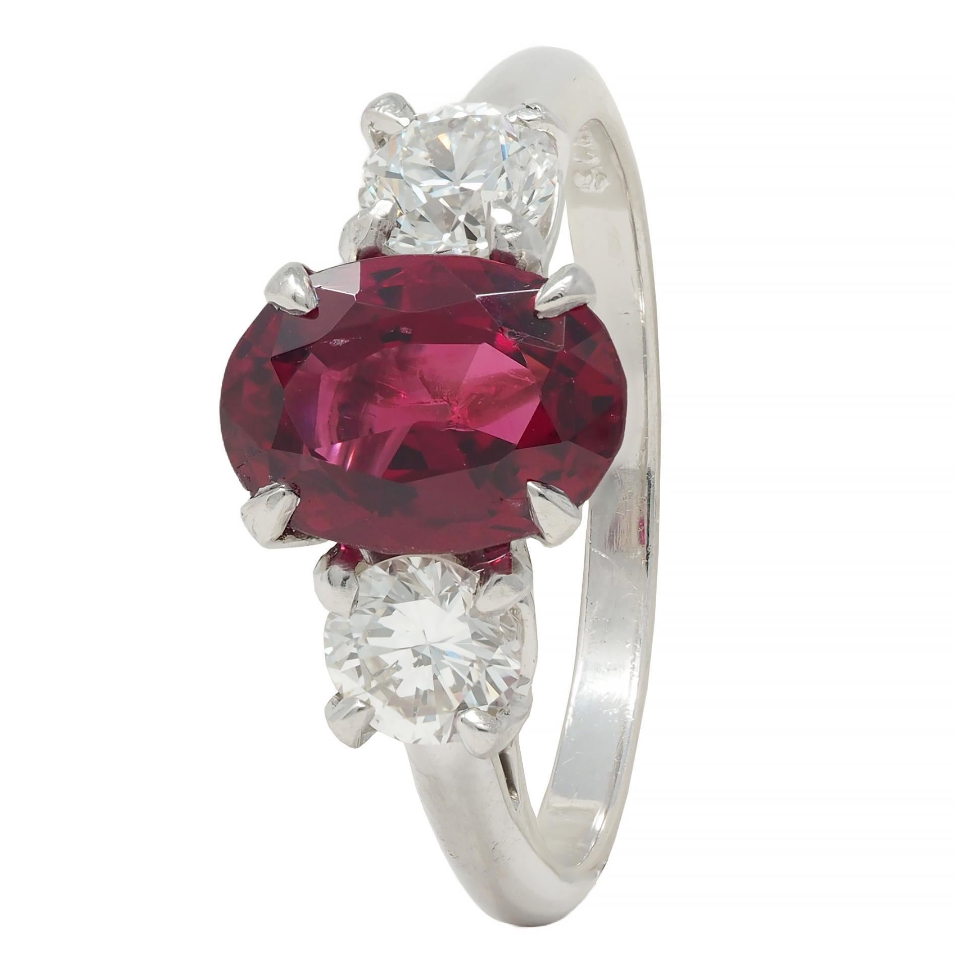 Shreve Crump & Low Mid-Century 1.89 CTW Spinel Diamond Platinum Vintage Ring 3